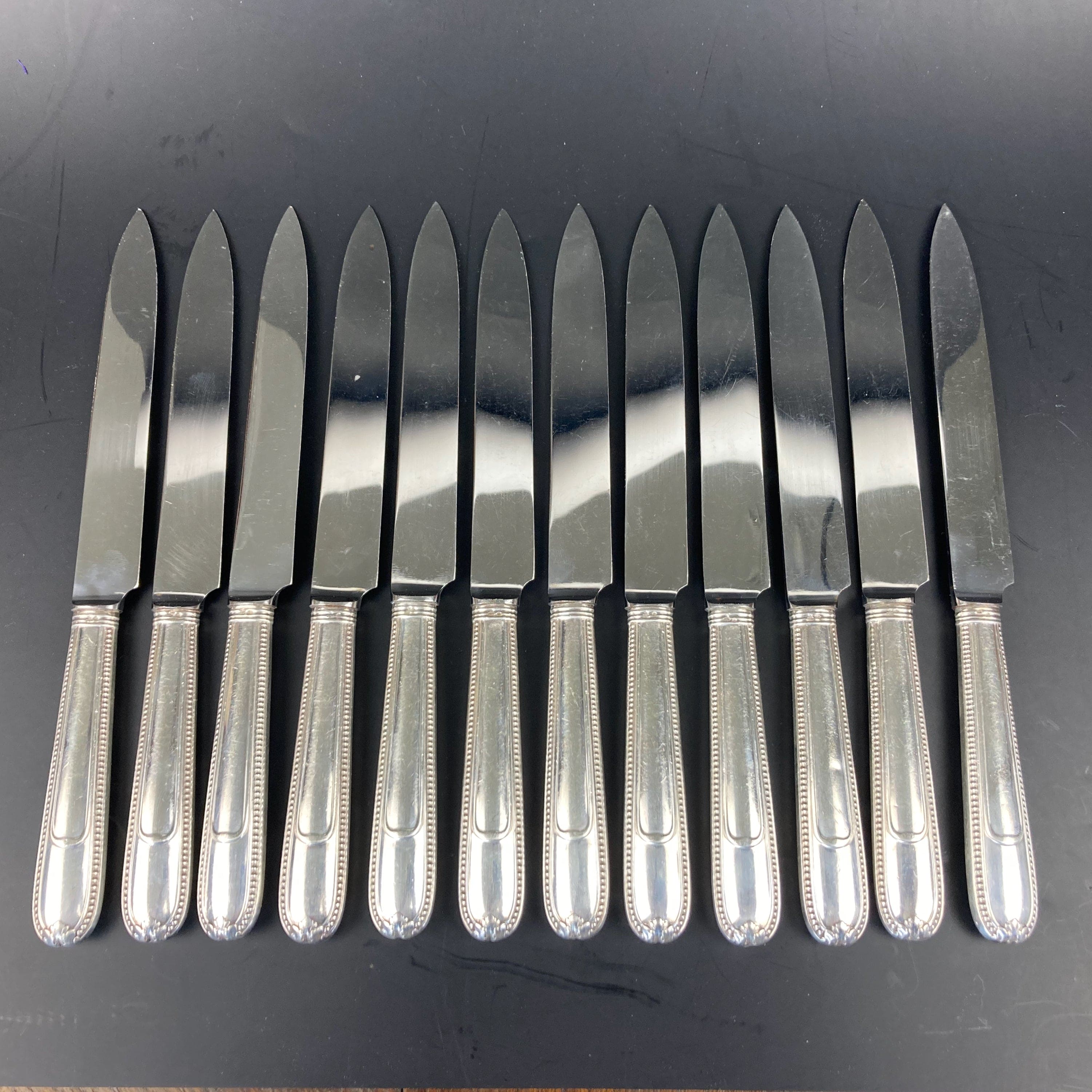 christofle couteaux perles argent massif