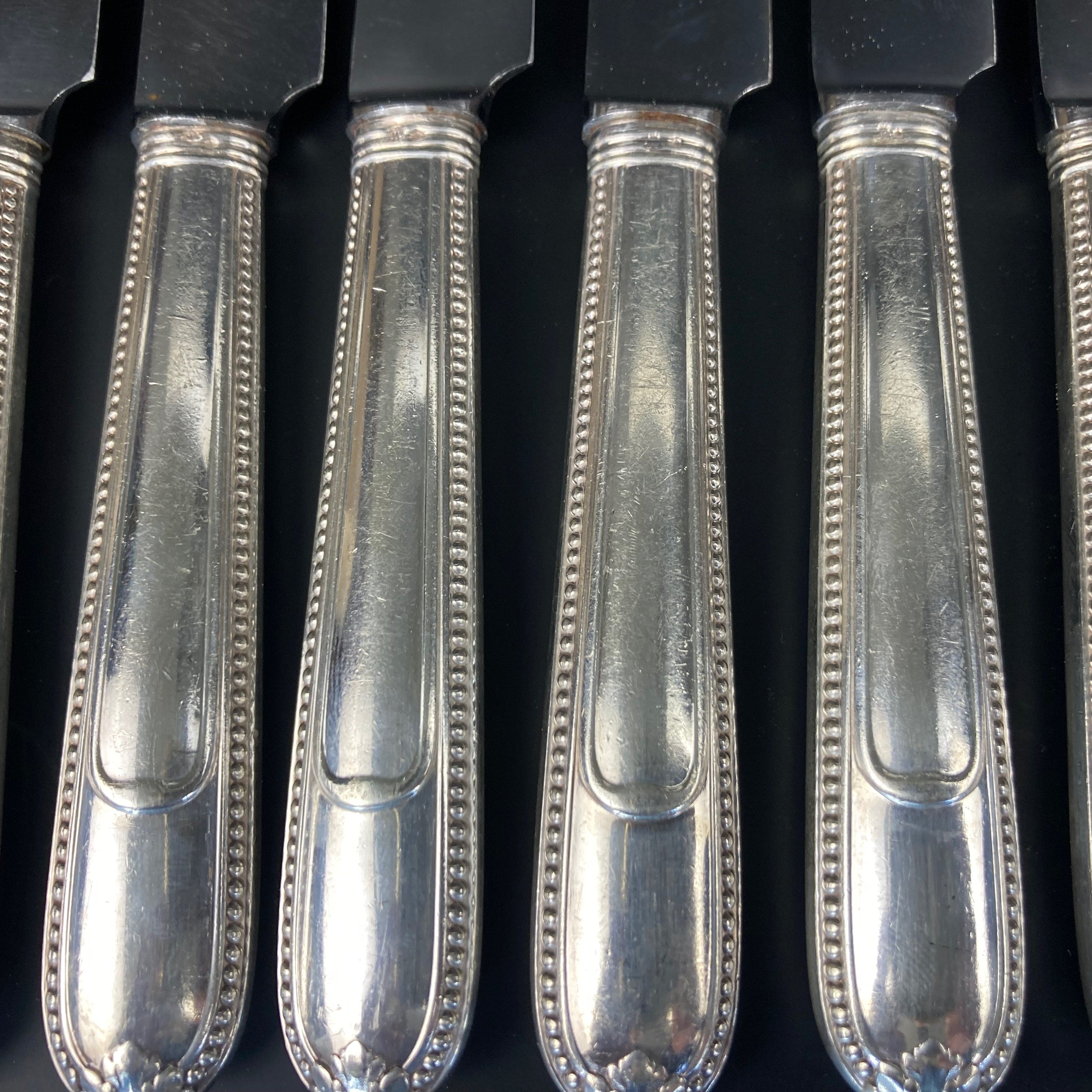 christofle couteaux perles argent massif