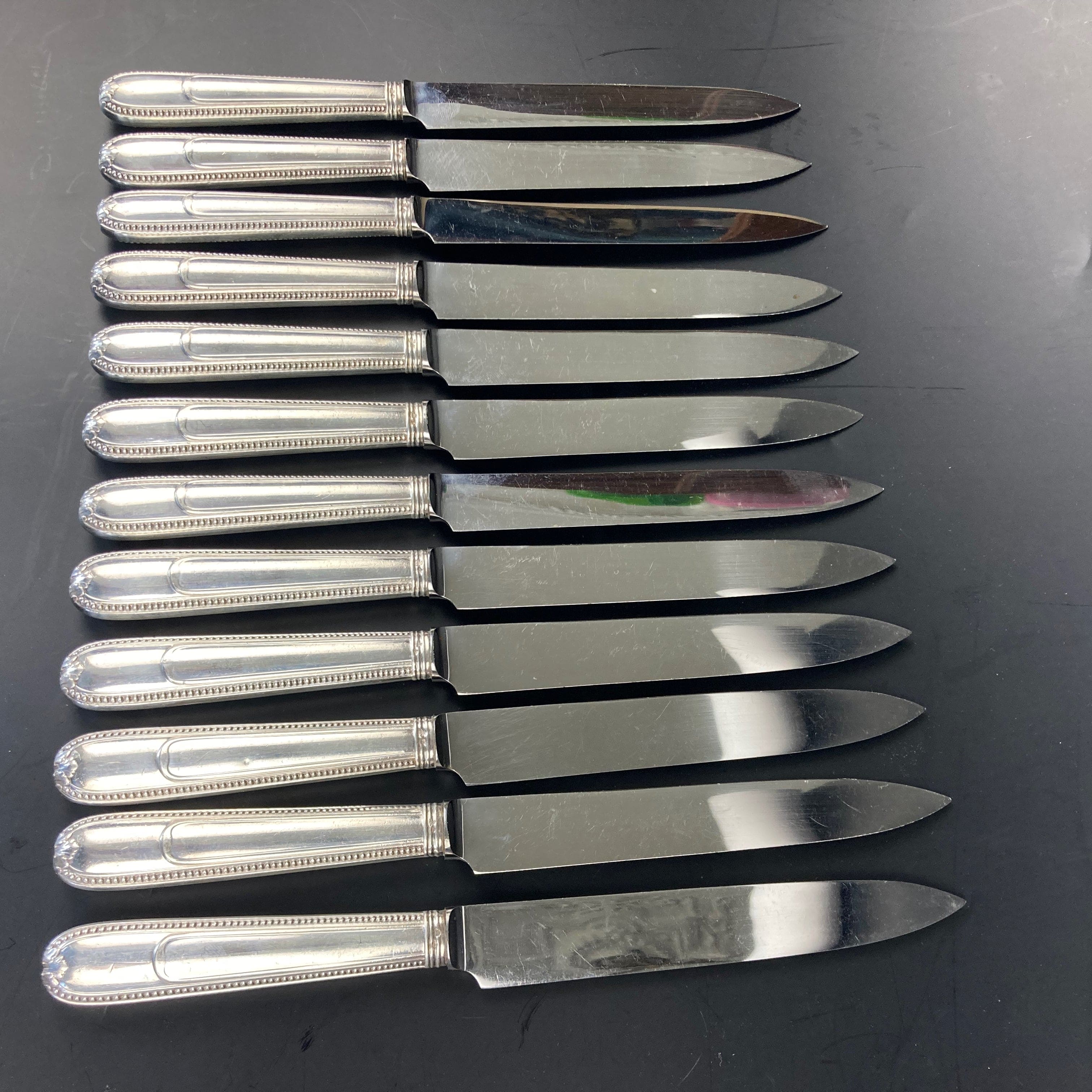 christofle couteaux perles argent massif