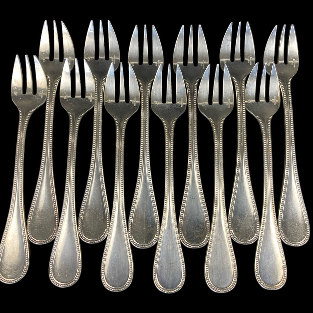 12 fourchettes à huitres christofle perles