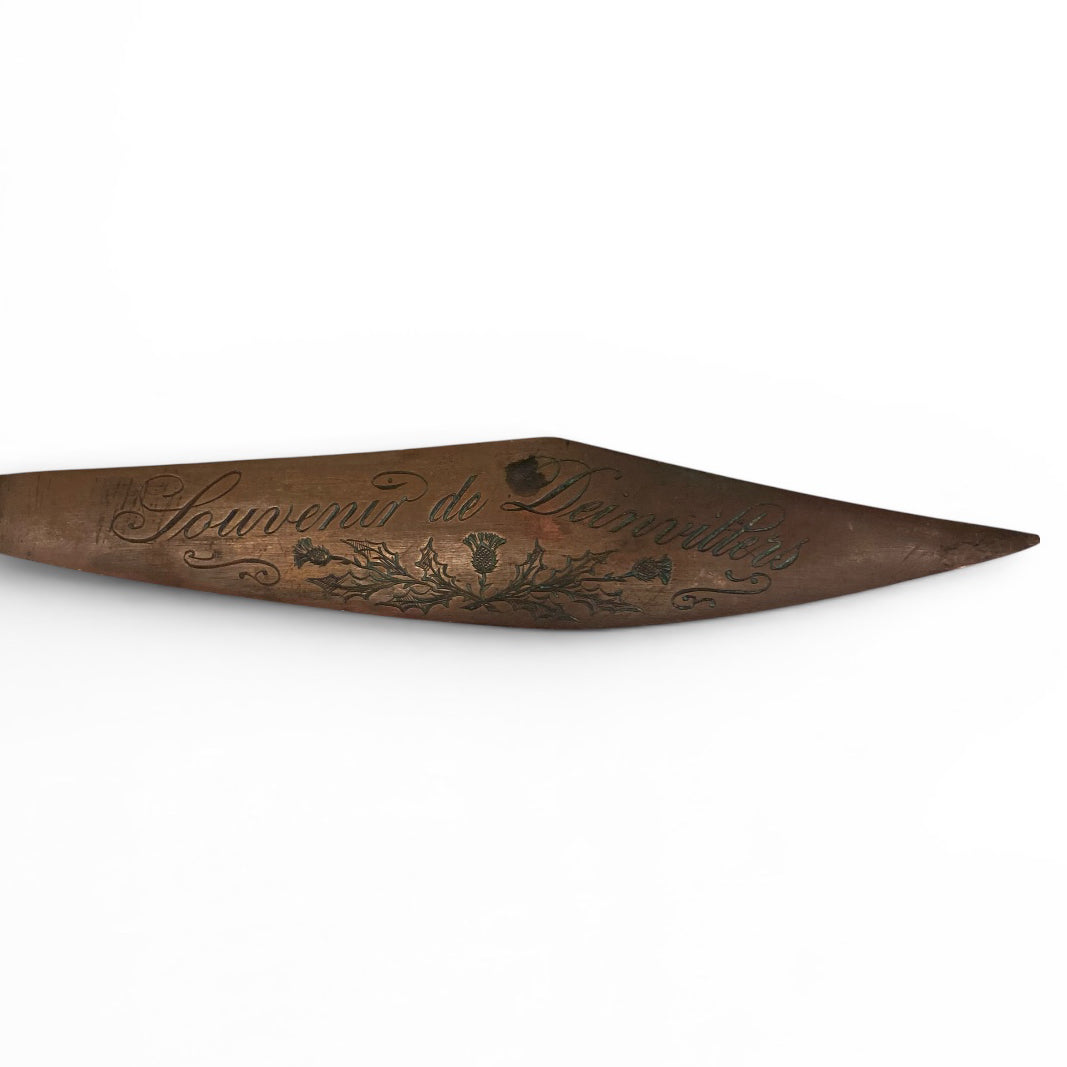 rare coupe papier de poilu. Souvenir de Deinvillers. Artisanat de tranchée. 1914-1918