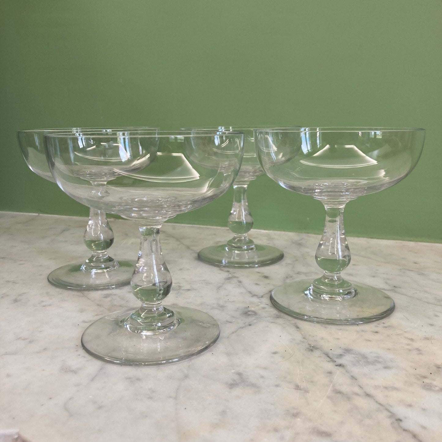 4 Coupes à champagne en cristal de  Baccarat vers 1900
