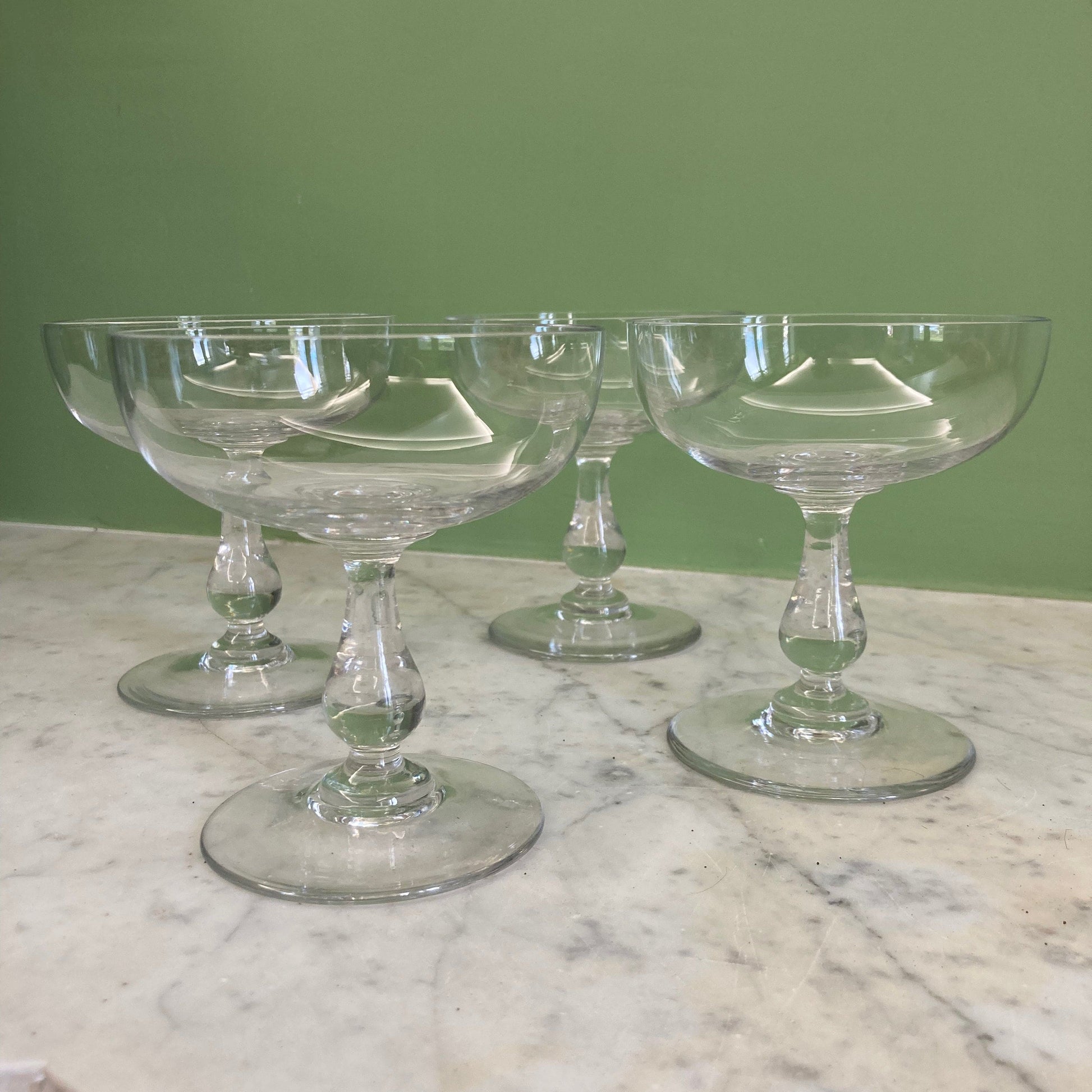 4 Coupes à champagne en cristal de  Baccarat vers 1900