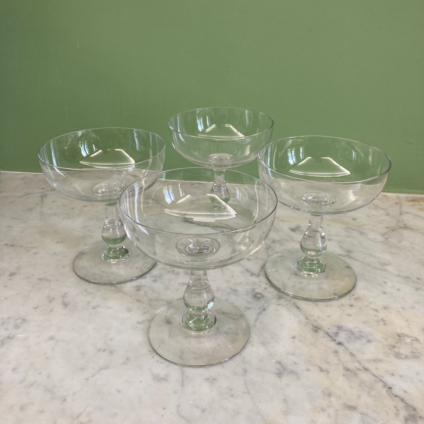 4 Coupes à champagne en cristal de  Baccarat vers 1900