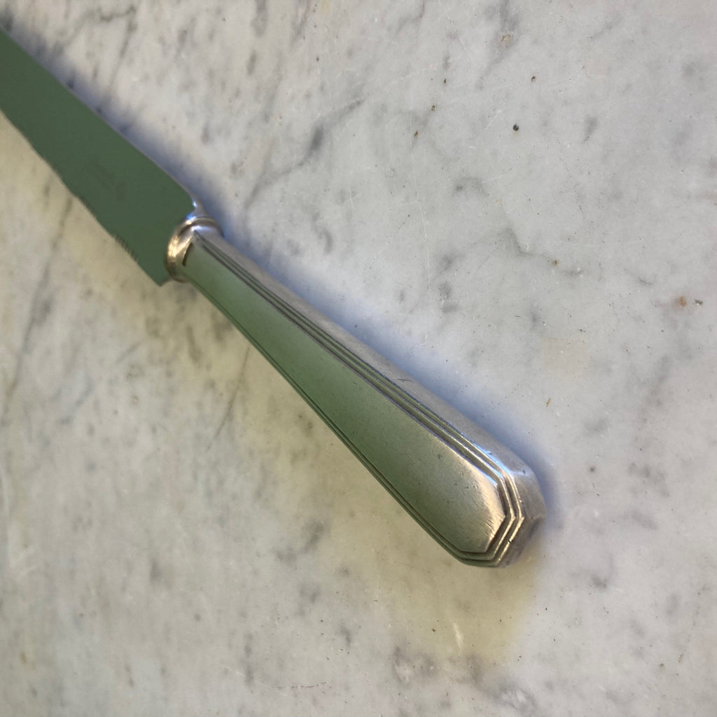 Maison Christofle ancien couteau à pain en métal argenté et lame en inox