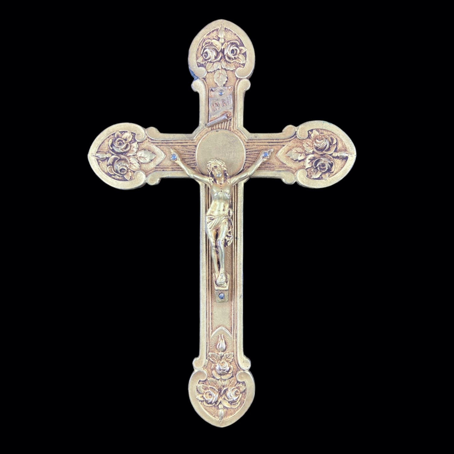 crucifix art-déco laiton doré