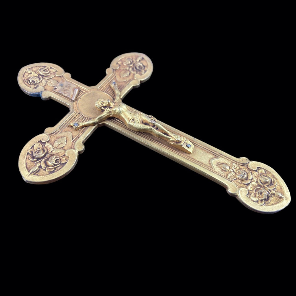 crucifix art-déco laiton doré