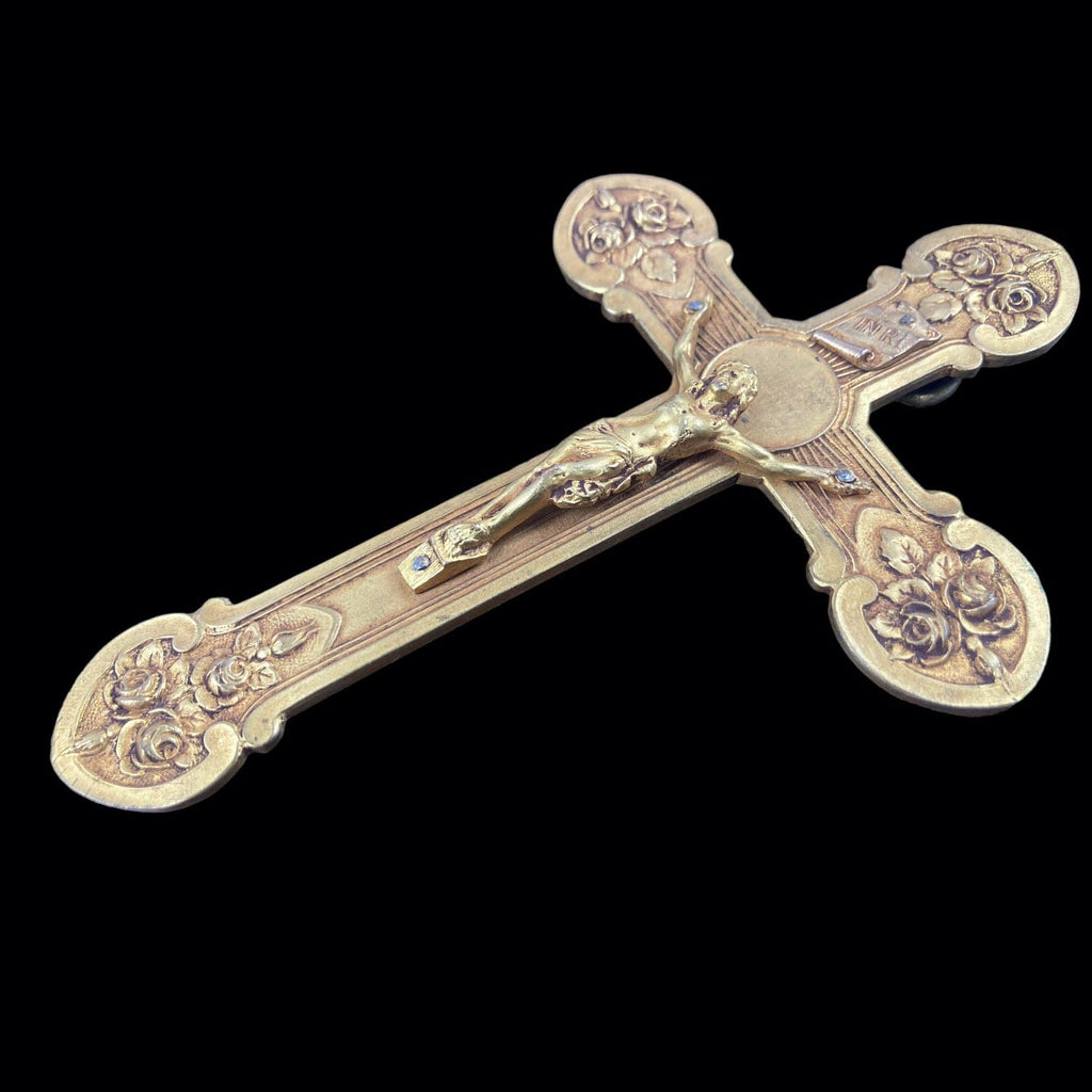 crucifix art-déco laiton doré
