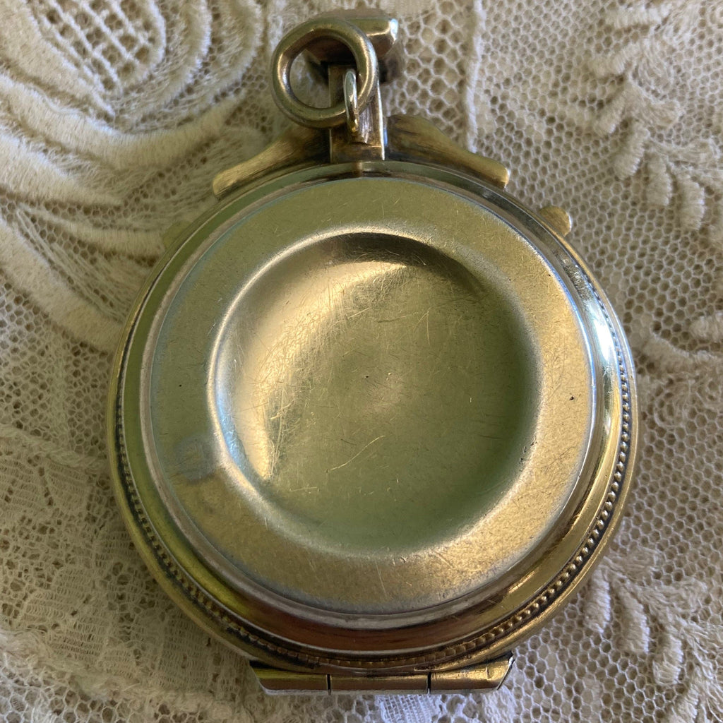 Ancienne Custode à Hosties en argent massif et vermil du 19ème siècle.