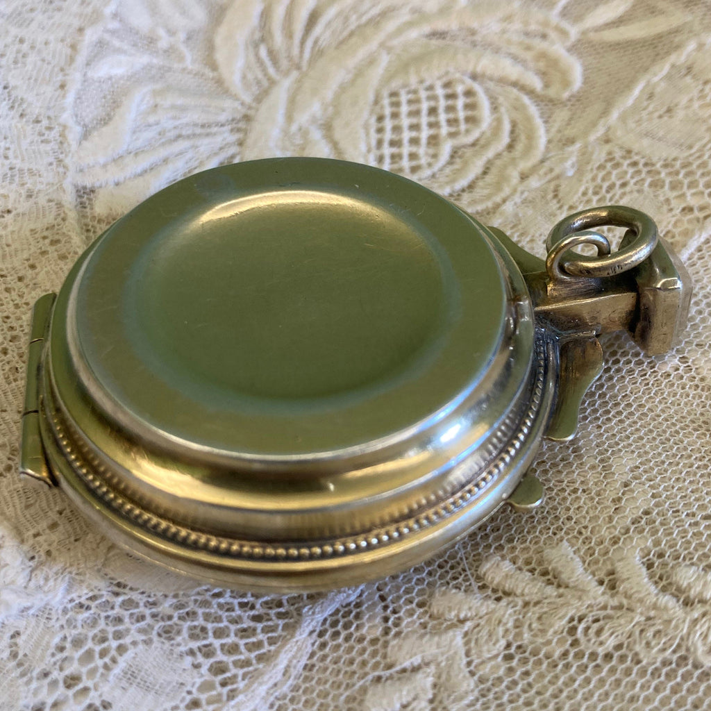 Ancienne Custode à Hosties en argent massif et vermil du 19ème siècle.