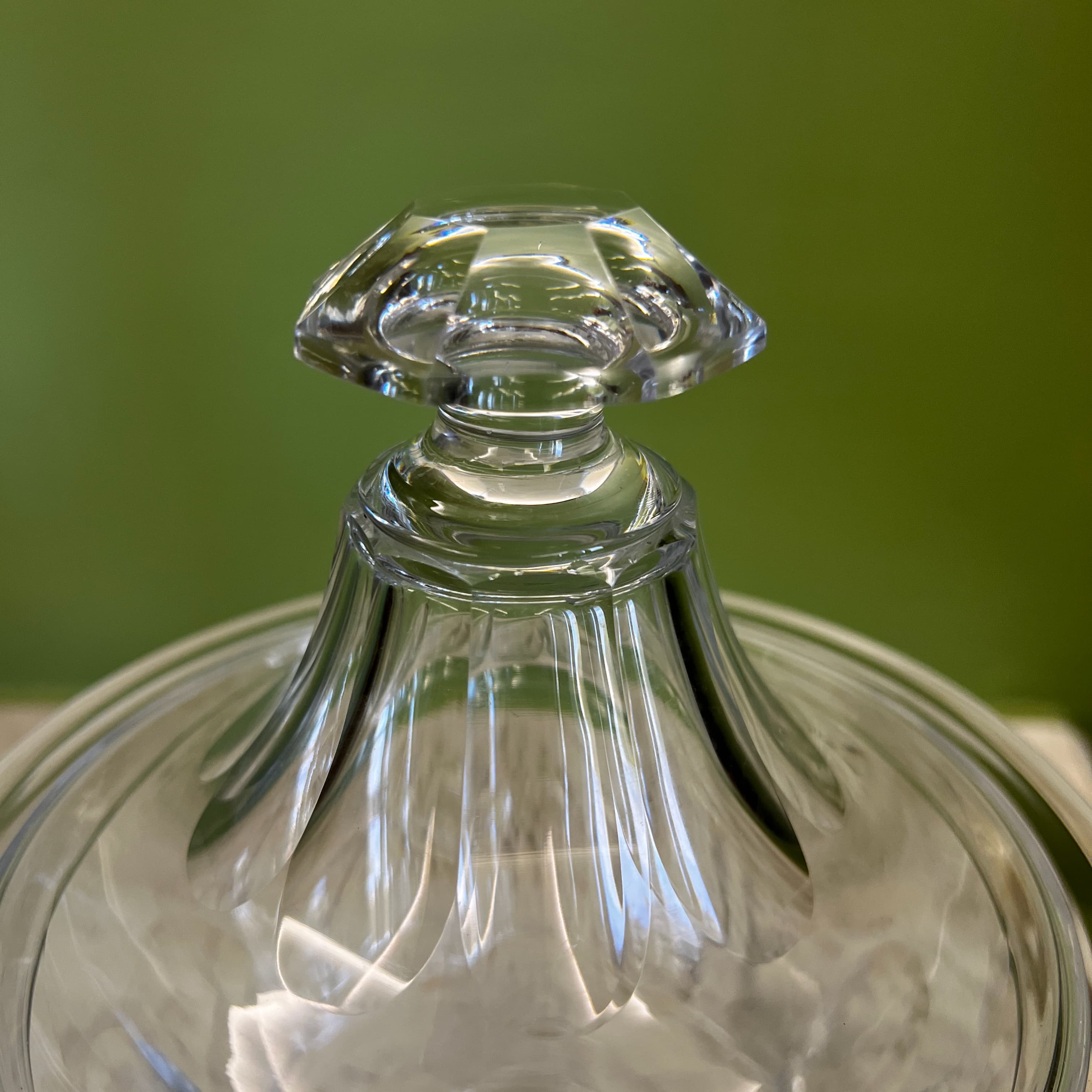 ancien drageoir en cristal à côtes plates