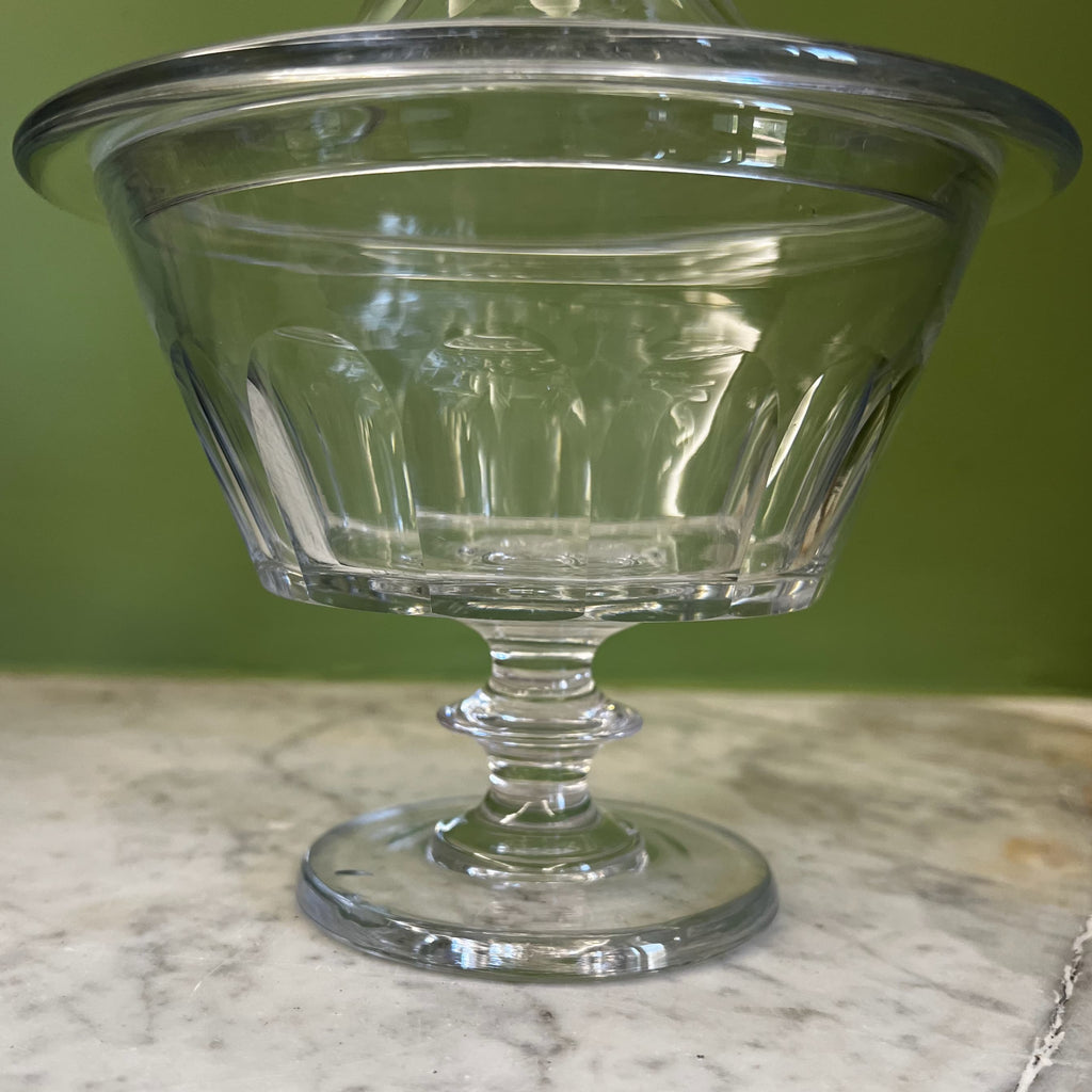 ancien drageoir en cristal à côtes plates