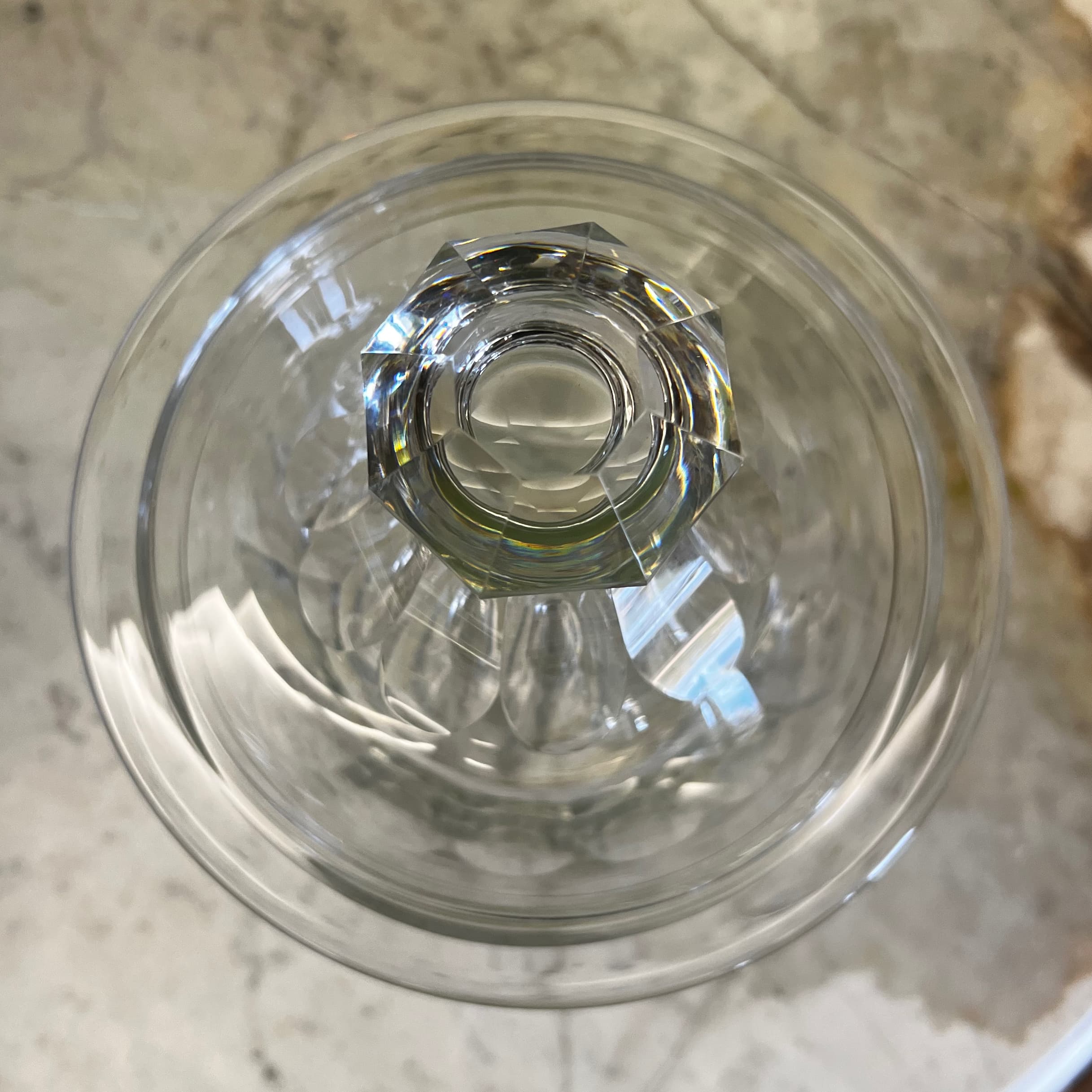 ancien drageoir en cristal à côtes plates