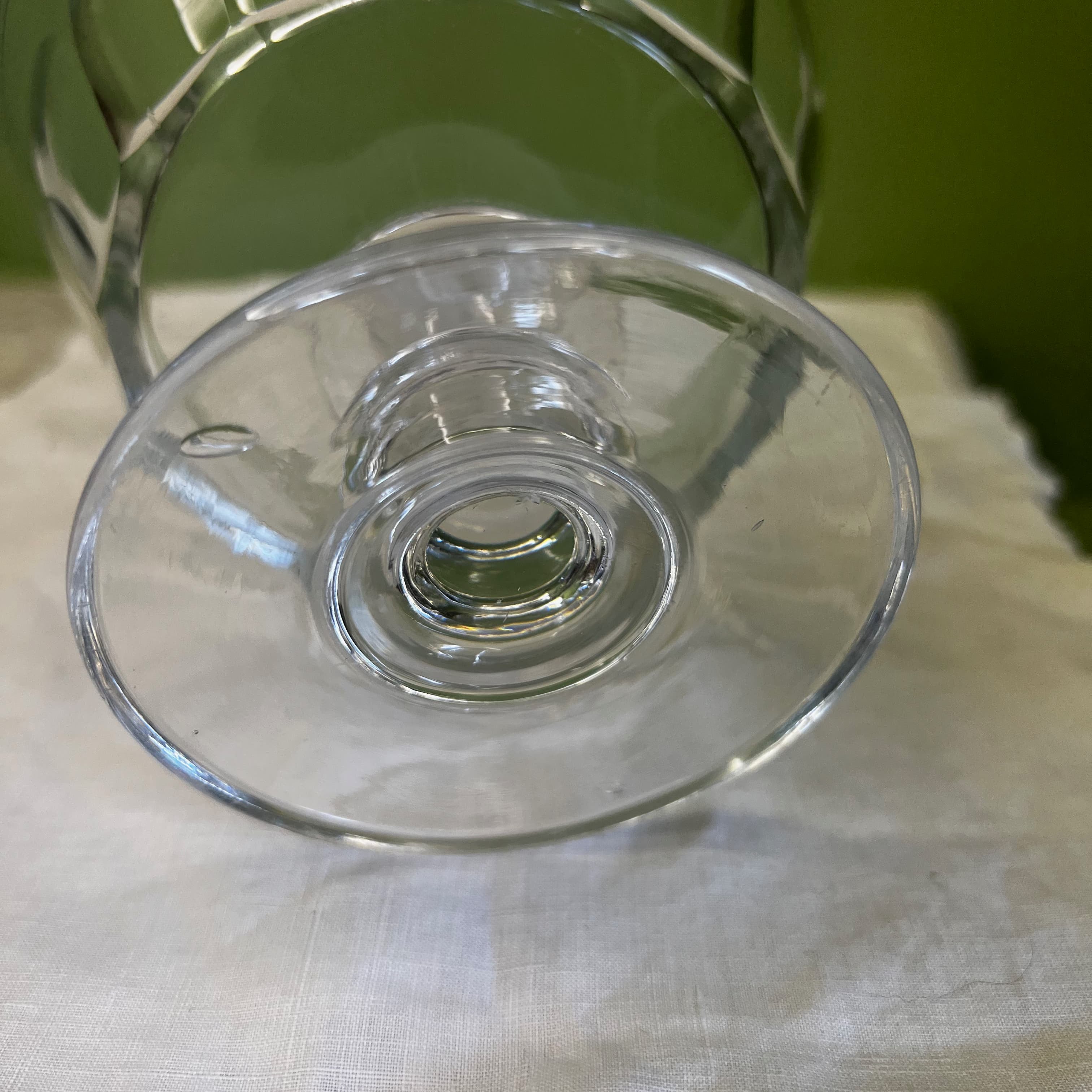 ancien drageoir en cristal à côtes plates
