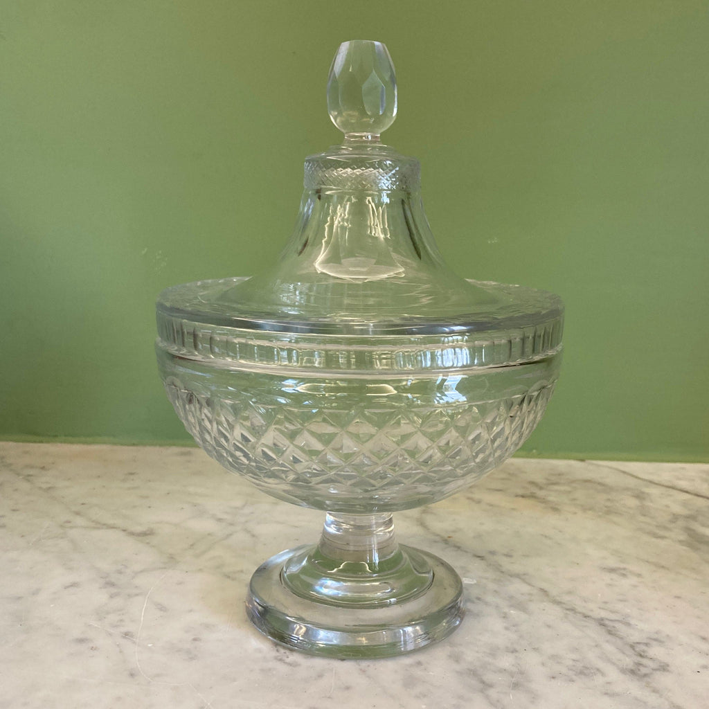 Ancien drageoir en cristal taillé début 19ème.