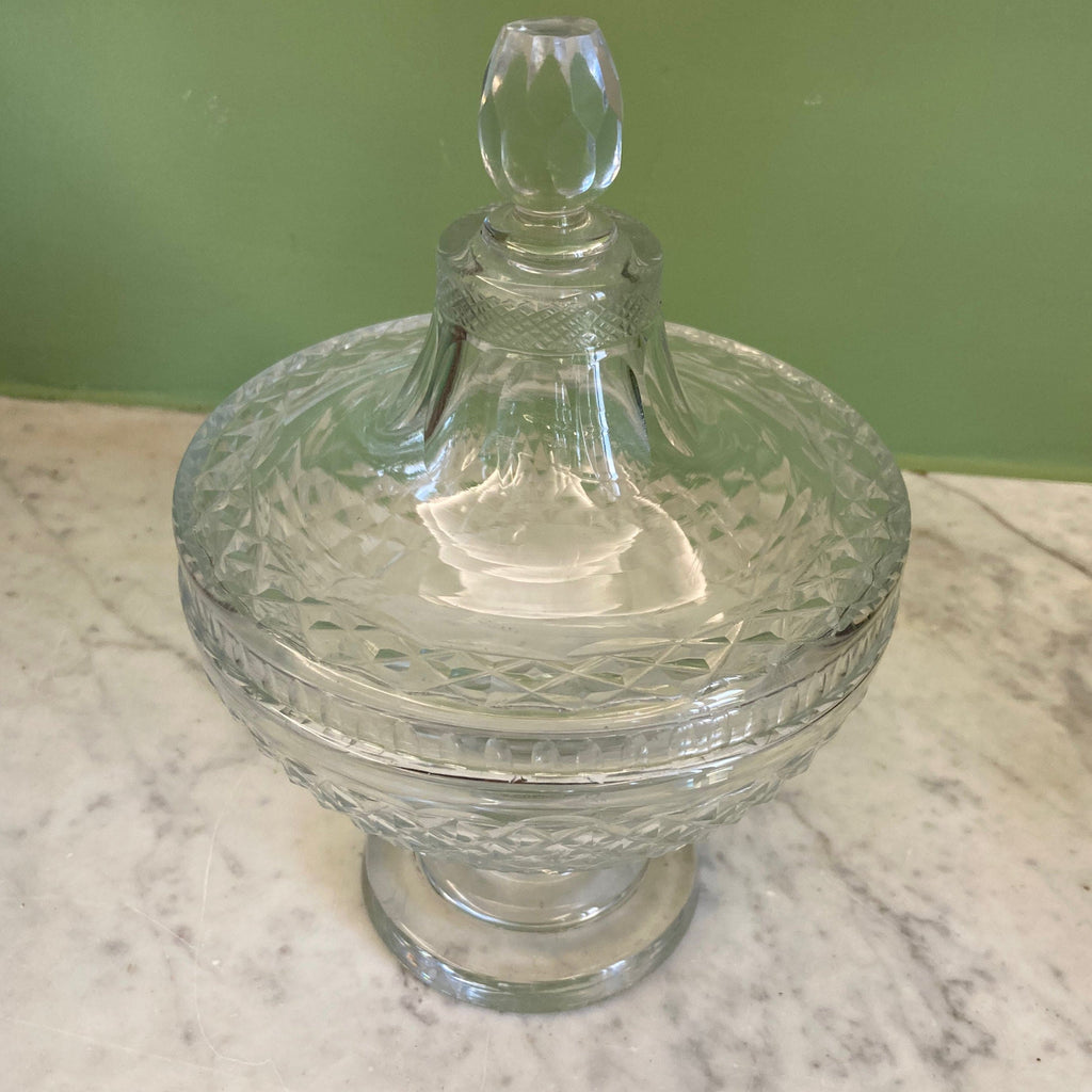 Ancien drageoir en cristal taillé début 19ème.