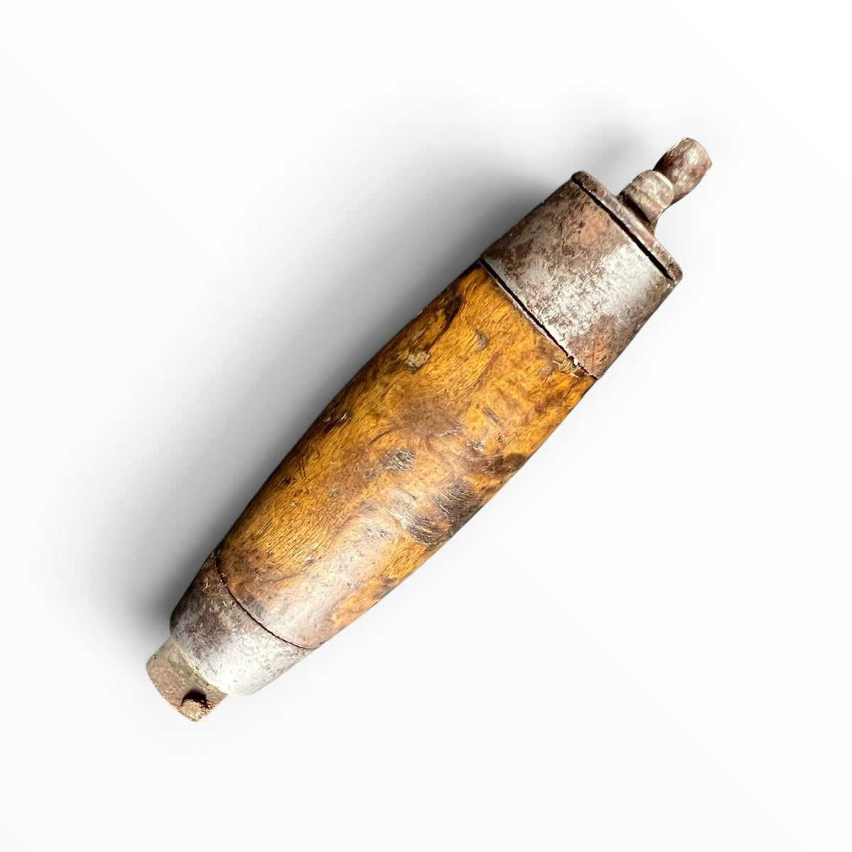 Ancien couteau morutier tonneau Joh. Engström Eskilstuna en bois et acier à mécanisme coulissant, Suède, fin XIXe siècle.
