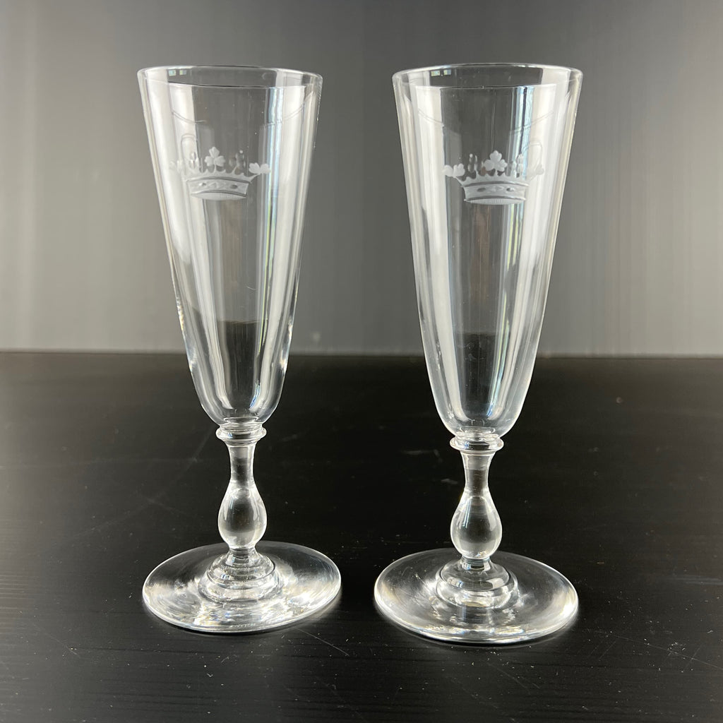 Paire de flûtes à champagne du Marquis d' Arcangues en cristal de Baccarat