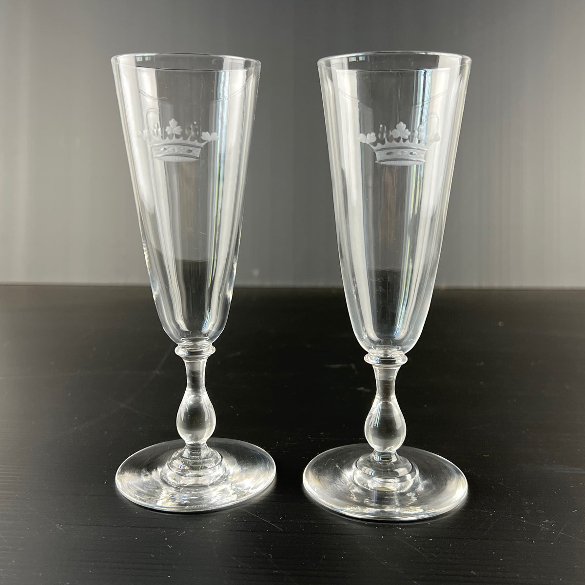 Paire de flûtes à champagne du Marquis d' Arcangues en cristal de Baccarat
