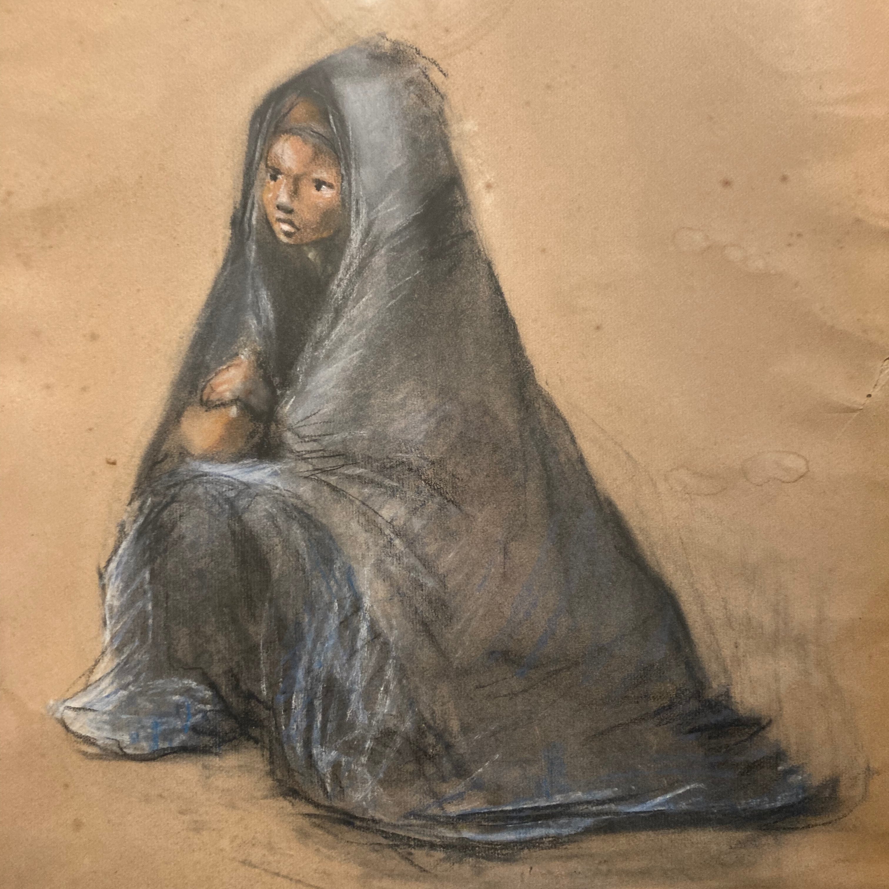 Gross Elisabeth ancien pastel Jeune Femme  