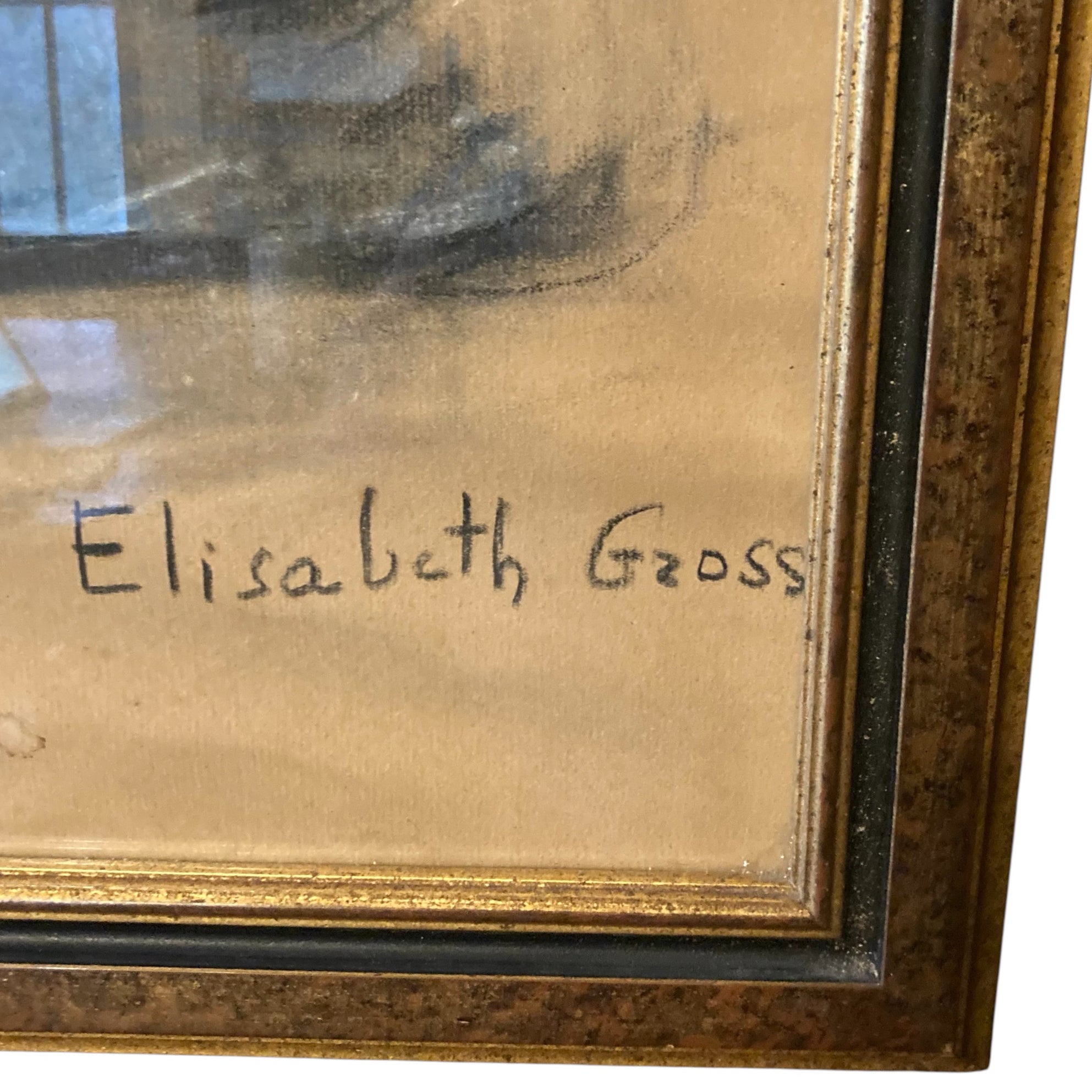 Gross Elisabeth ancien pastel Jeune Femme  