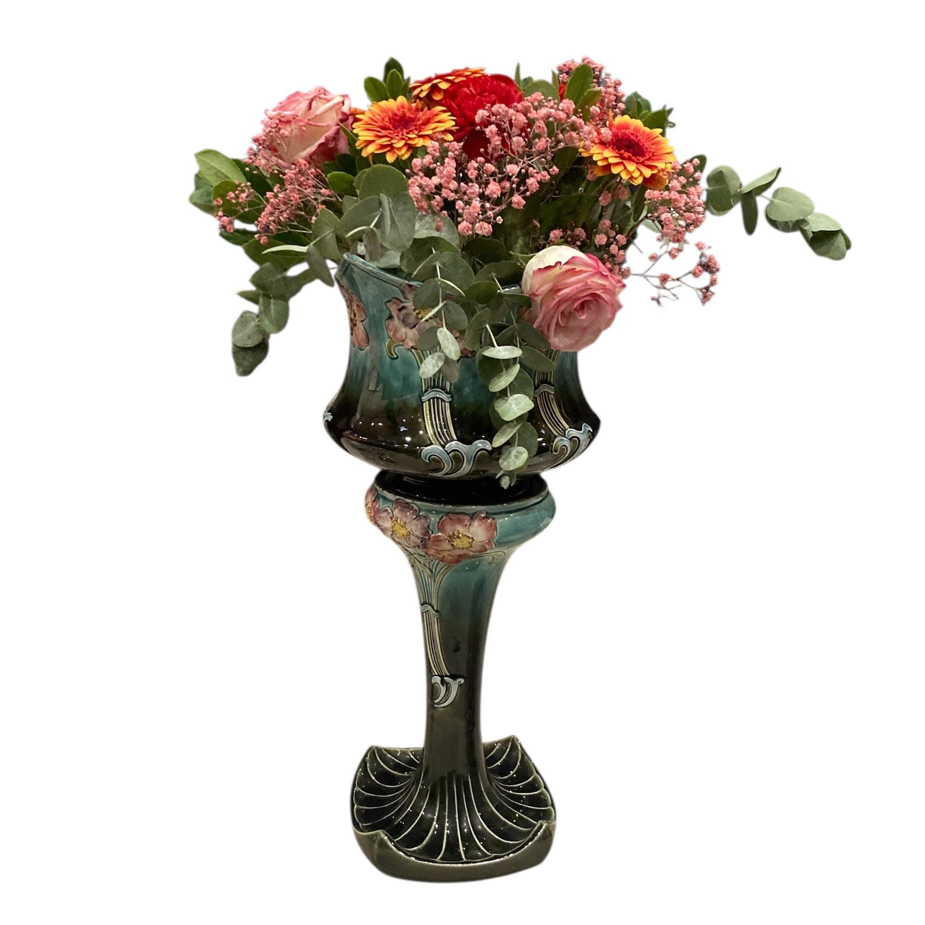 Gustave De Bruyn cache-pot sur colonne art nouveau