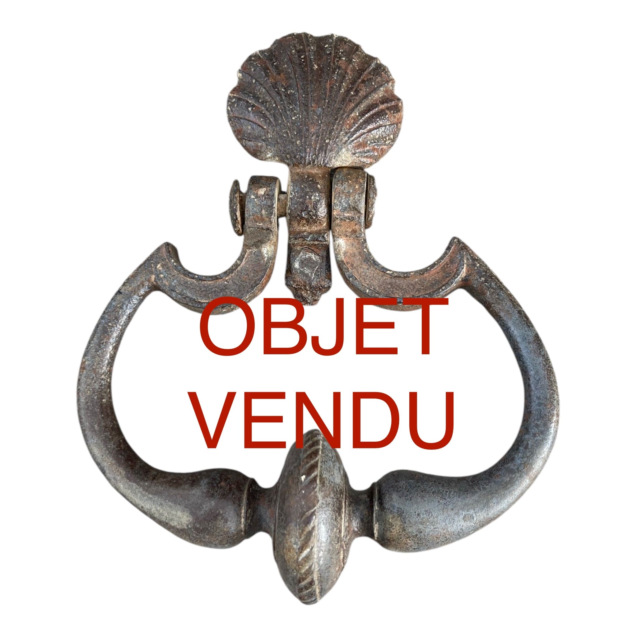 Ancien heurtoir de porte 18e. fer forgé, coquille chemin Saint Jacques de Compostelle