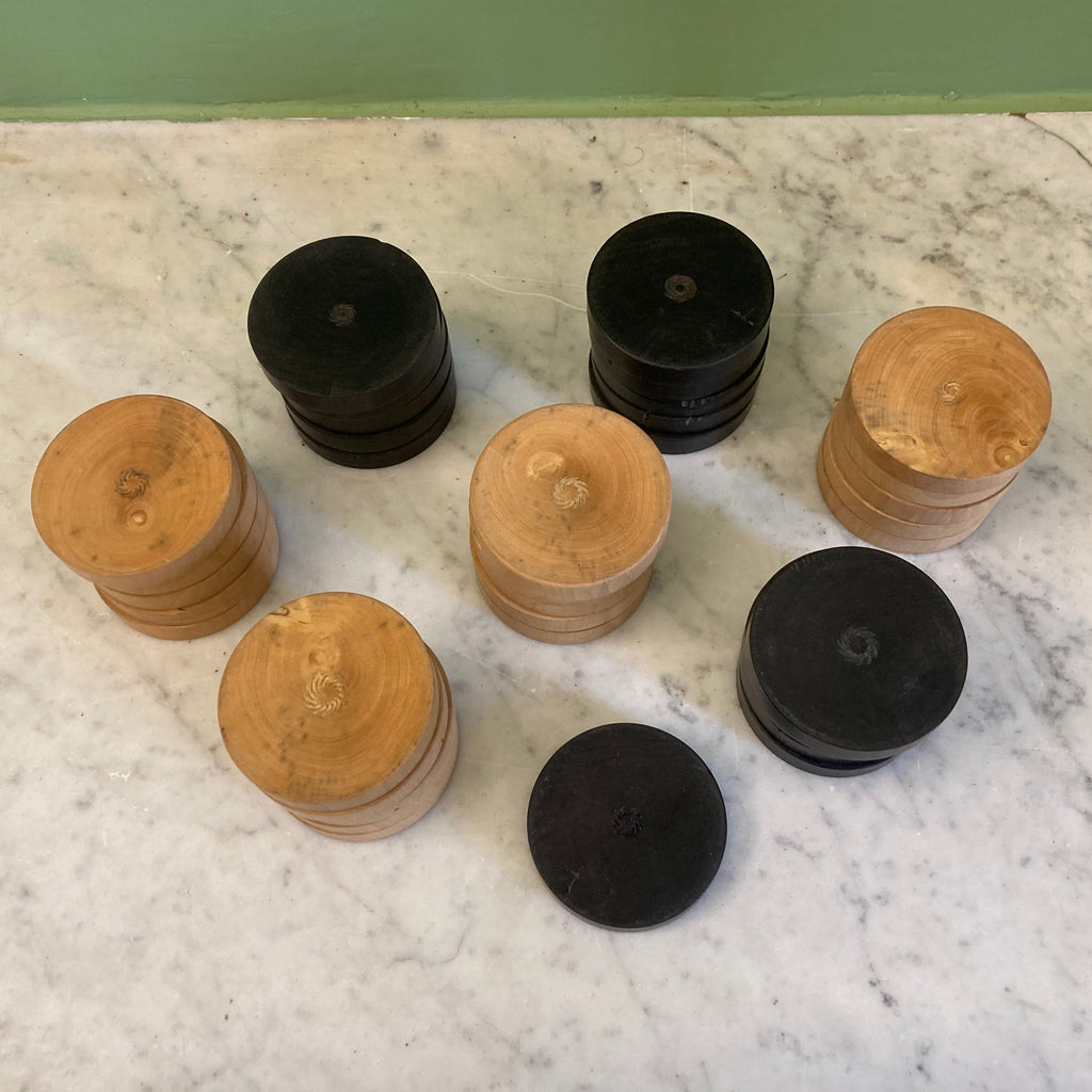 Lot de jetons anciens en buis pour jeu de Backgammon