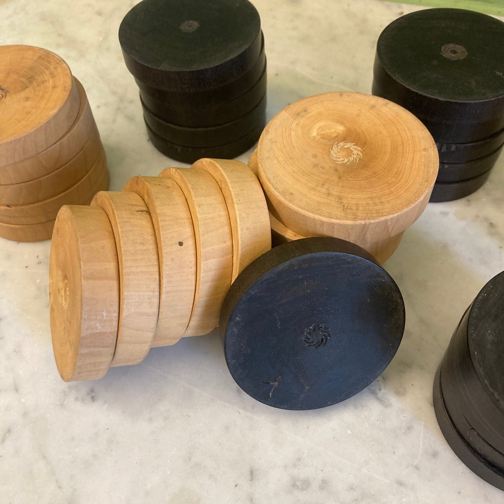Lot de jetons anciens en buis pour jeu de Backgammon