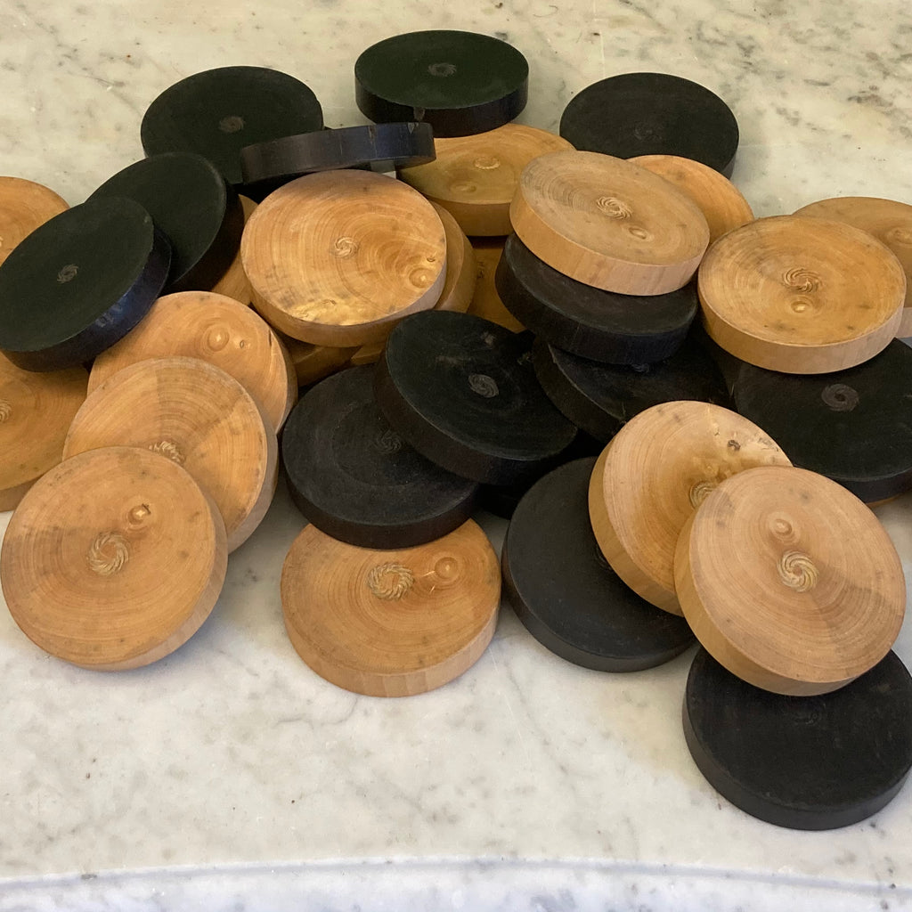 Lot de jetons anciens en buis pour jeu de Backgammon