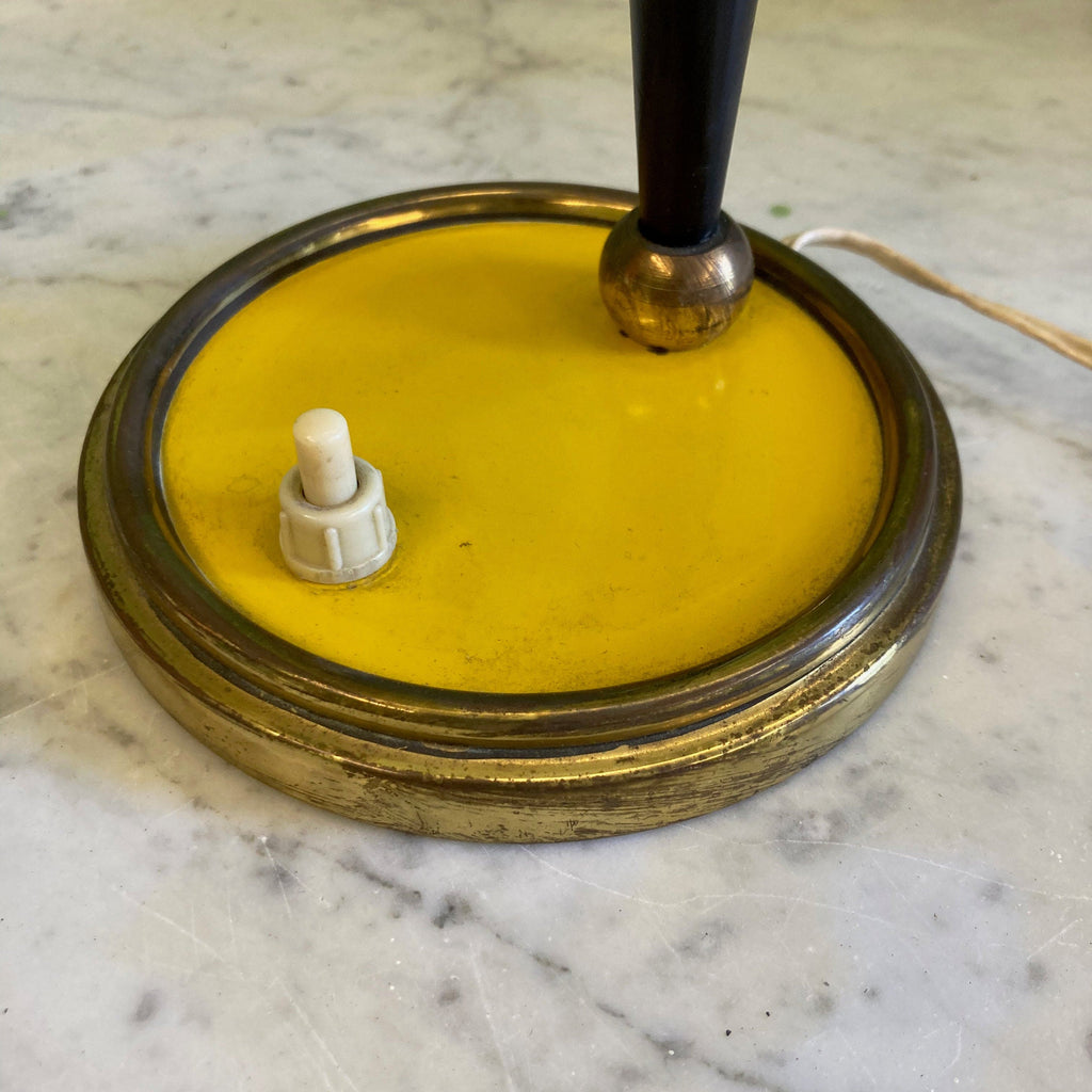 Lampe à poser en métal noir et jaune avec axe en rotule vers 1950