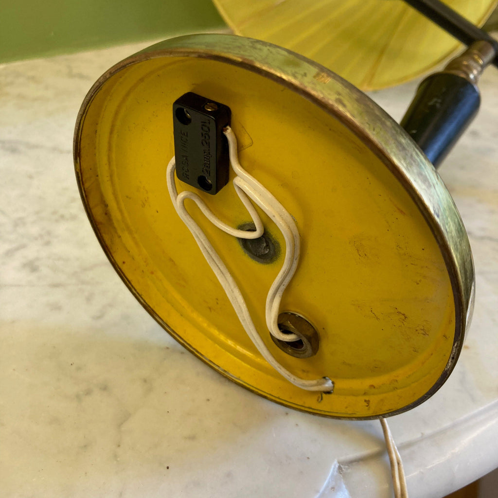 Lampe à poser en métal noir et jaune avec axe en rotule vers 1950