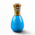 Lampe Berger Paris en céramique émaillée bleu turquoise avec monture ajourée dorée