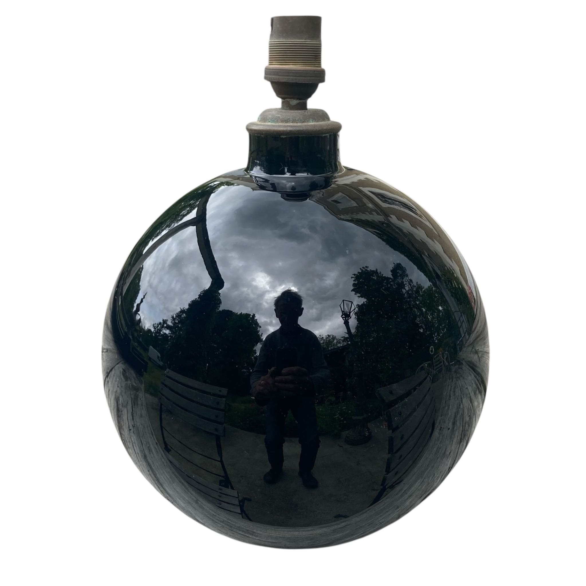 Lampe en opaline noire dans le goût de Jacques Adnet