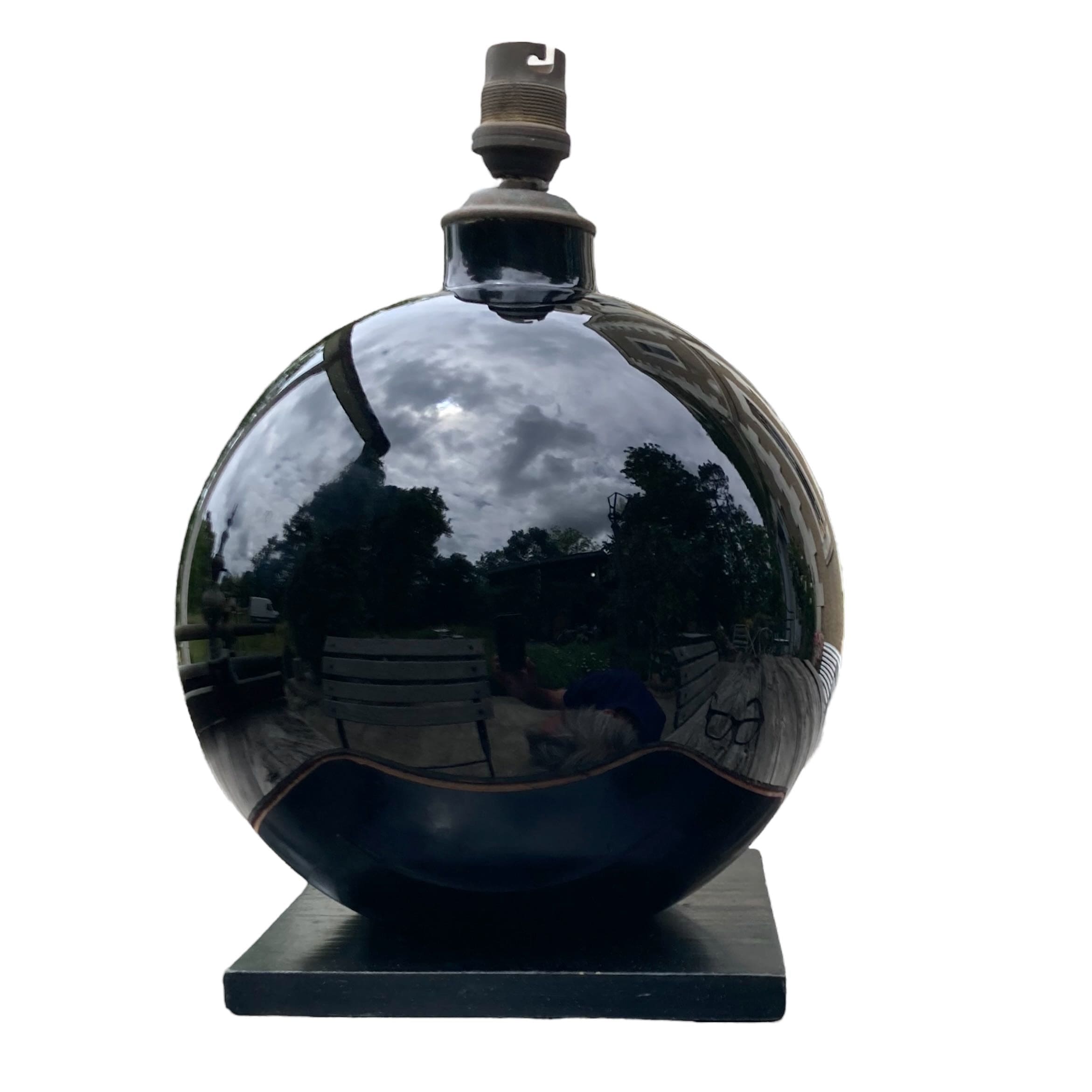 Lampe en opaline noire dans le goût de Jacques Adnet