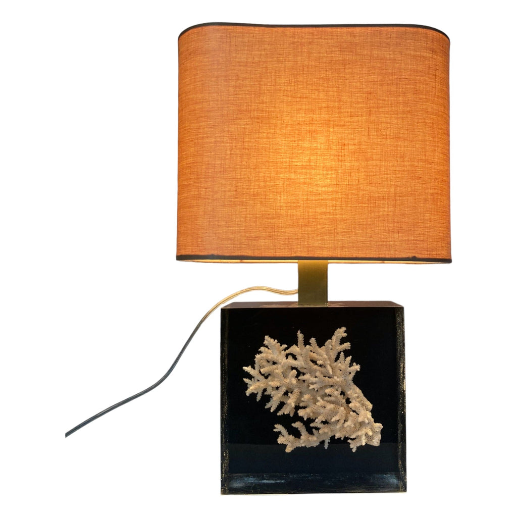 Pierre Giraudon lampe résine avec inclusion d' un corail