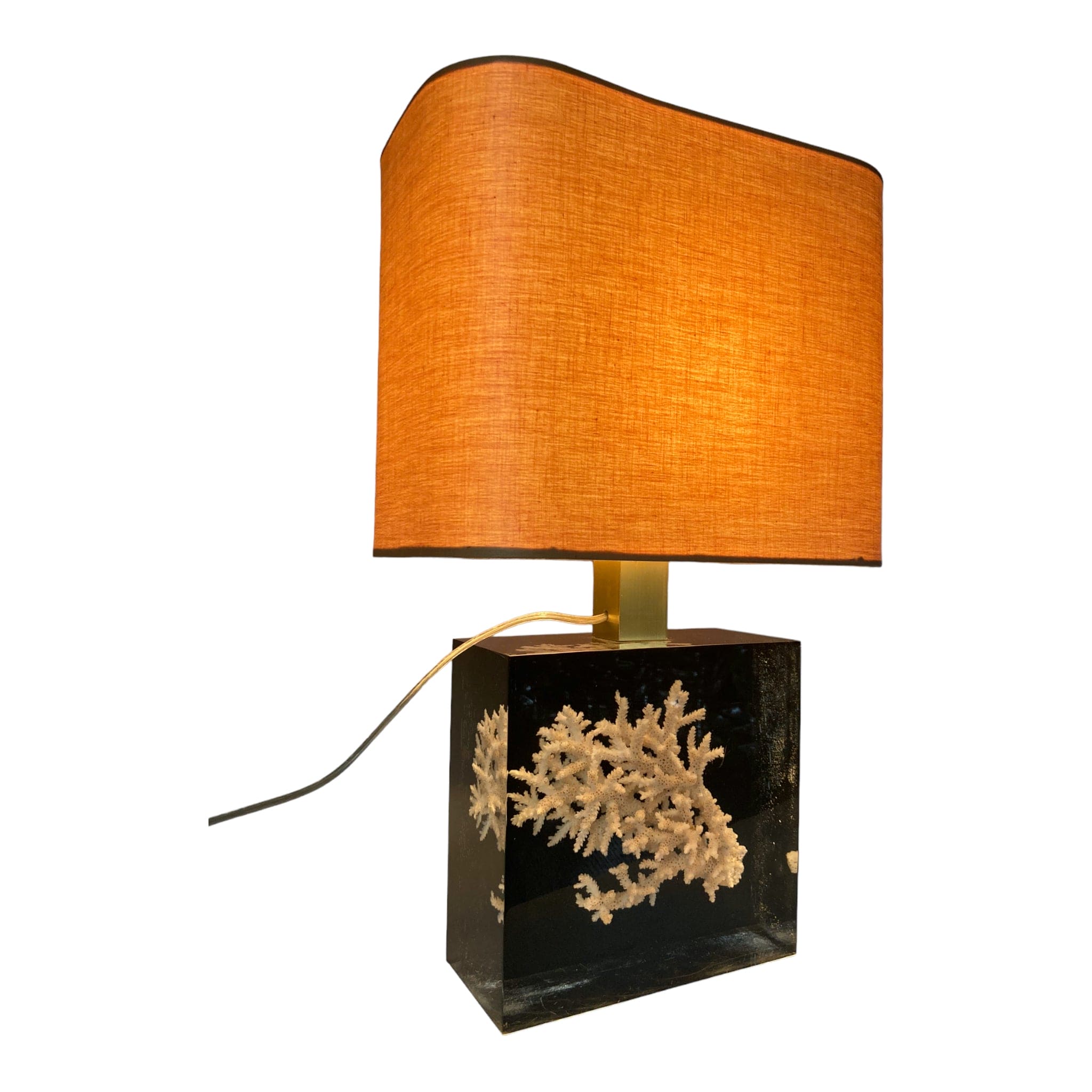 Pierre Giraudon lampe résine avec inclusion d' un corail