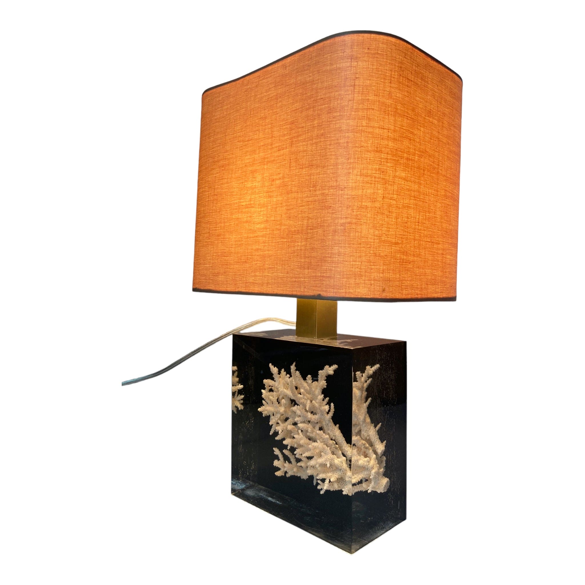 Pierre Giraudon lampe résine avec inclusion d' un corail