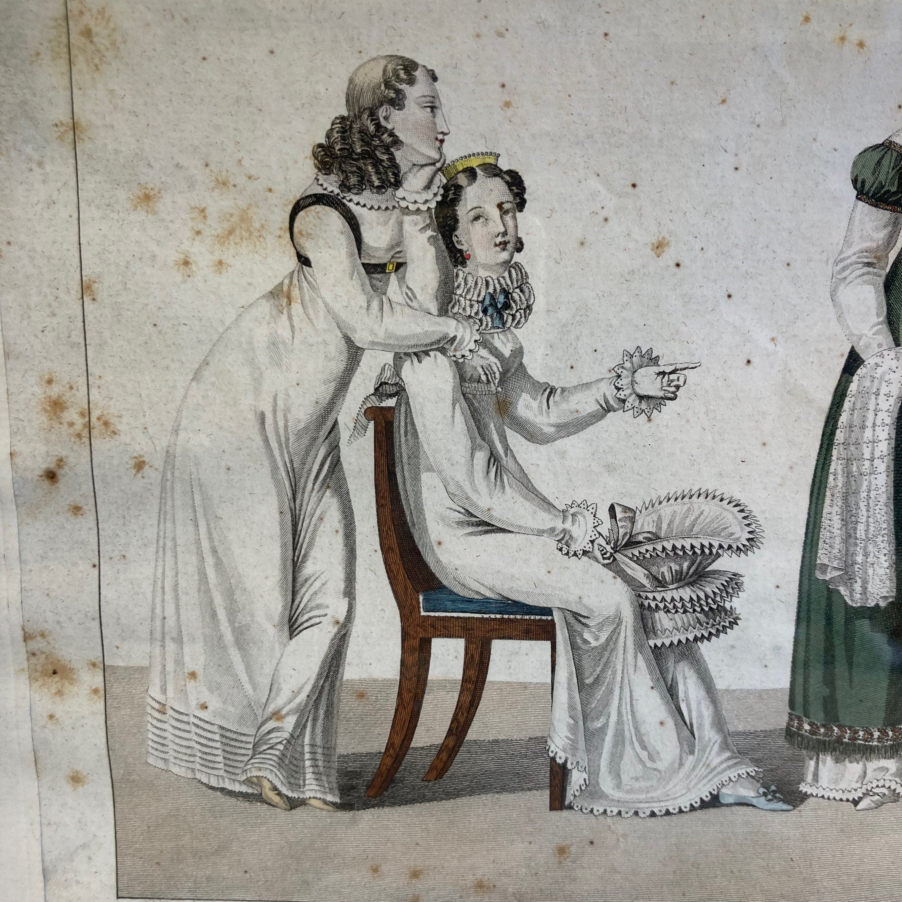 Estampe 19eme Le Bon Genre numéro 94 La corbeille de Mariage