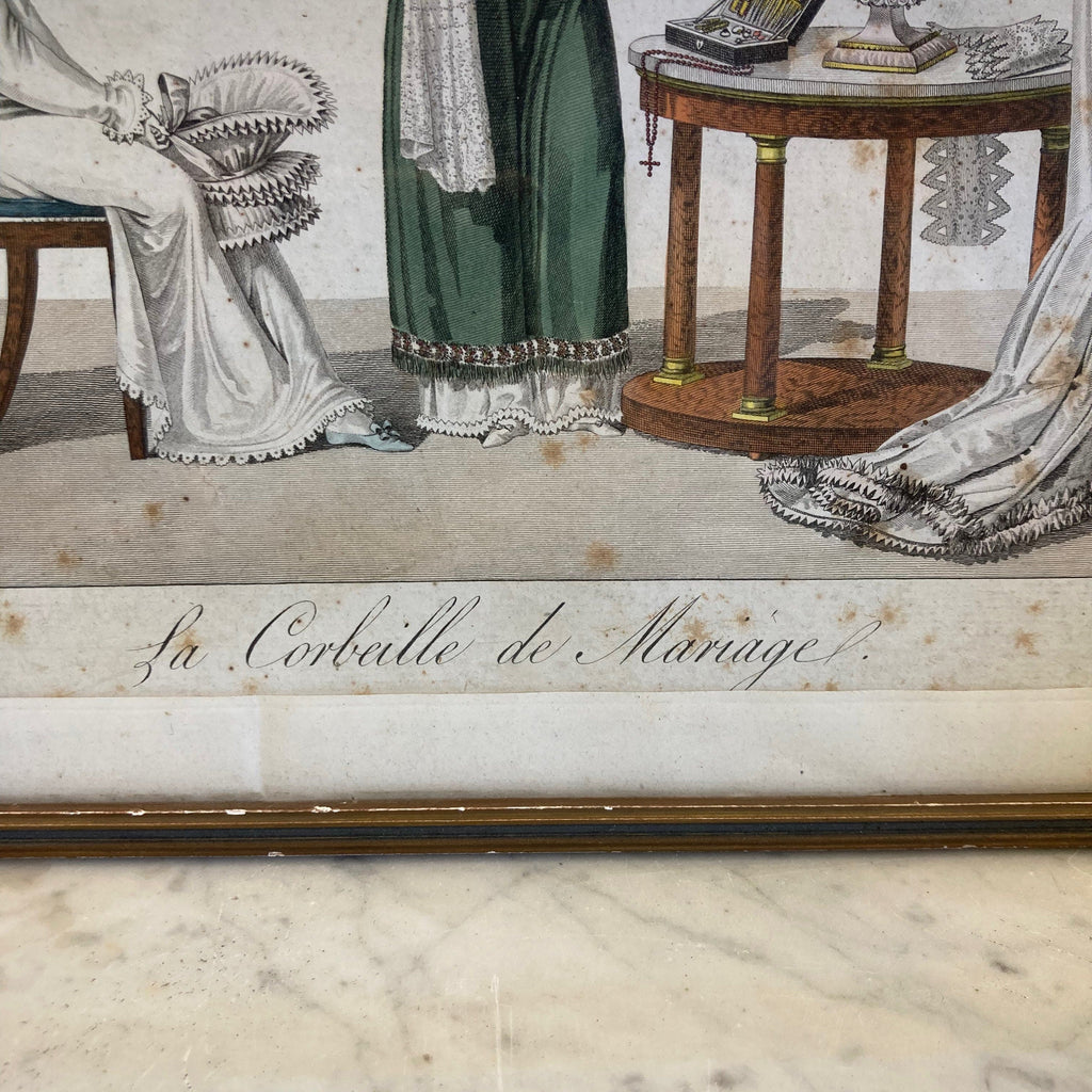 Estampe 19eme Le Bon Genre numéro 94 La corbeille de Mariage