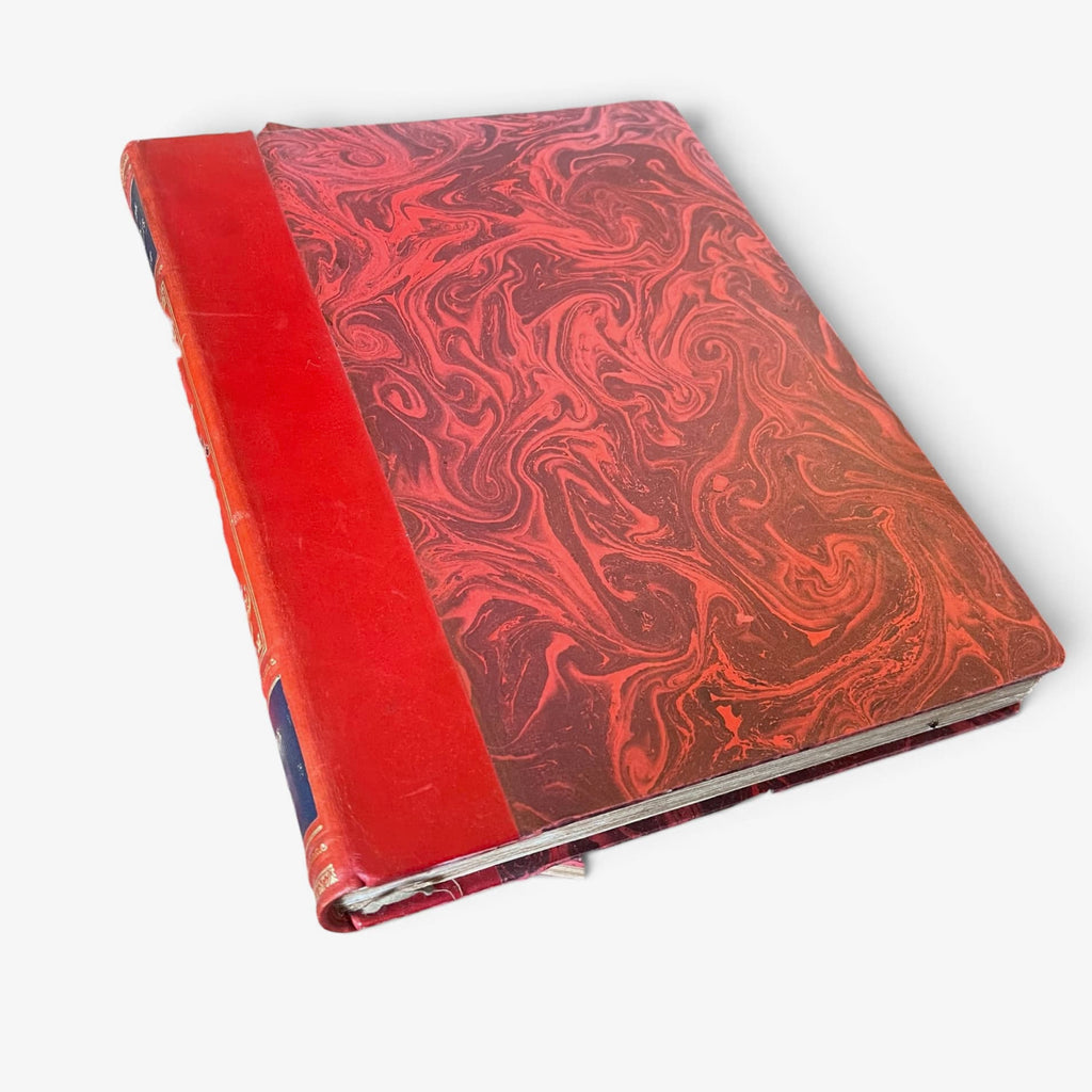 Détail de : Collection complète de huit volumes du Livre des Mille Nuits et Une Nuit de Mardrus, reliés en demi-veau rouge avec décor oriental doré.