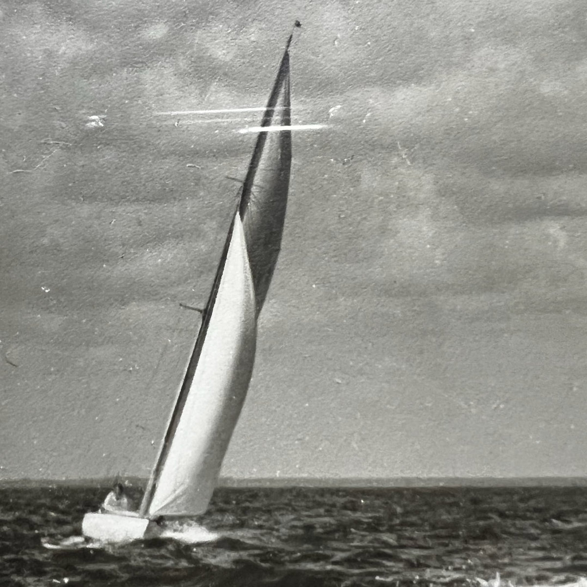 Détail du tirage argentique de Léo Neveu, une régate de Dragons sur le Bassin d' Arcachon.