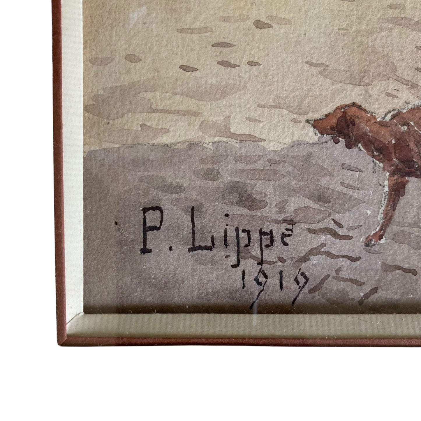 Aquarelle de Paul Lippe datée de 1919 représentant un vue de Dijon, Place d Armes et rue Rameau.