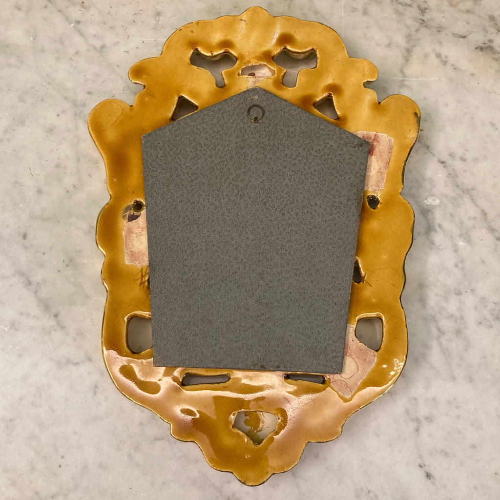 Ancien miroir en céramique dorée par François Lembo