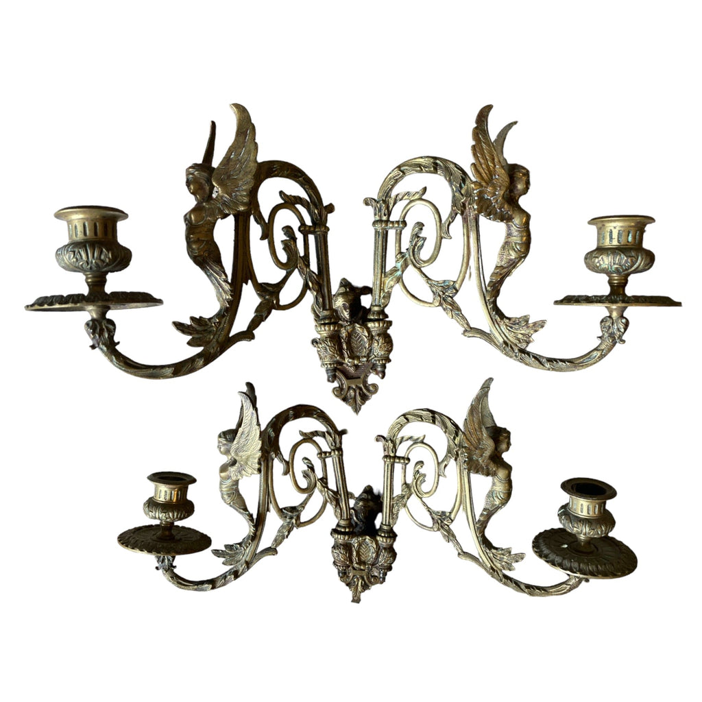 paire appliques bronze décor sphinges ailées