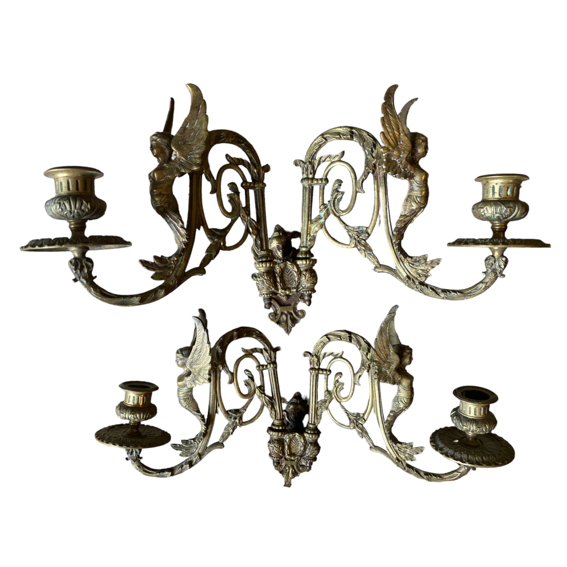 paire appliques bronze décor sphinges ailées