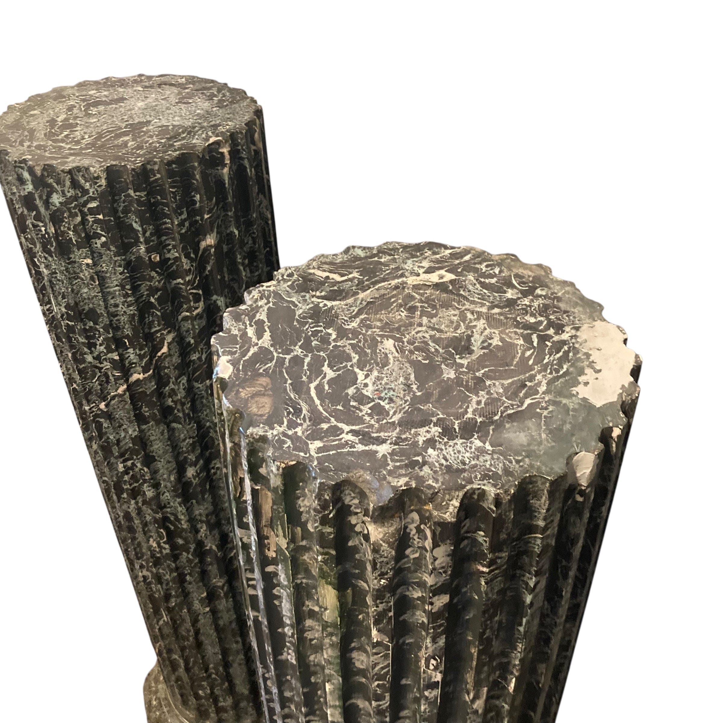 黒と緑の大理石調の柱2本セット | スカリオラ 19世紀