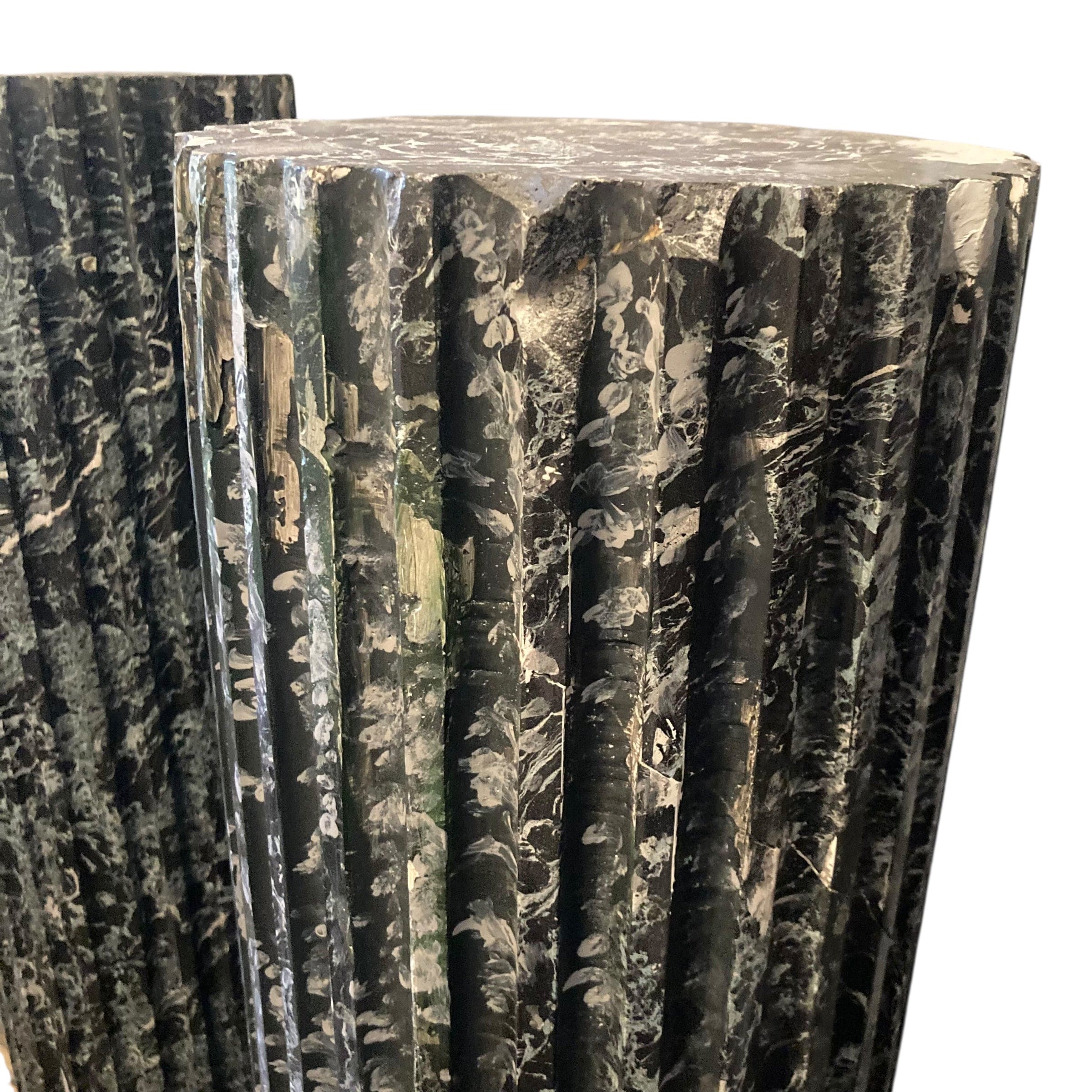 黒と緑の大理石調の柱2本セット | スカリオラ 19世紀