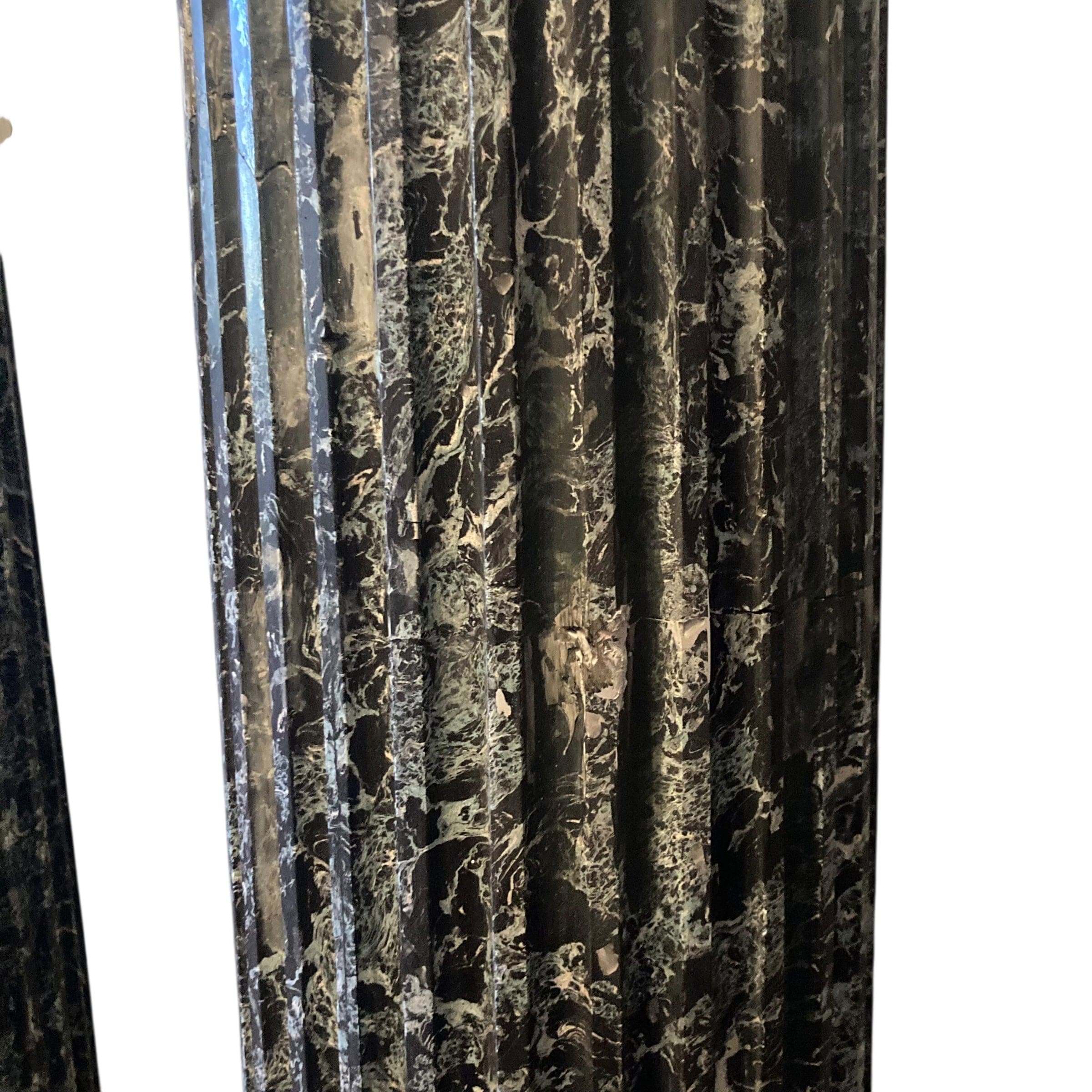 黒と緑の大理石調の柱2本セット | スカリオラ 19世紀