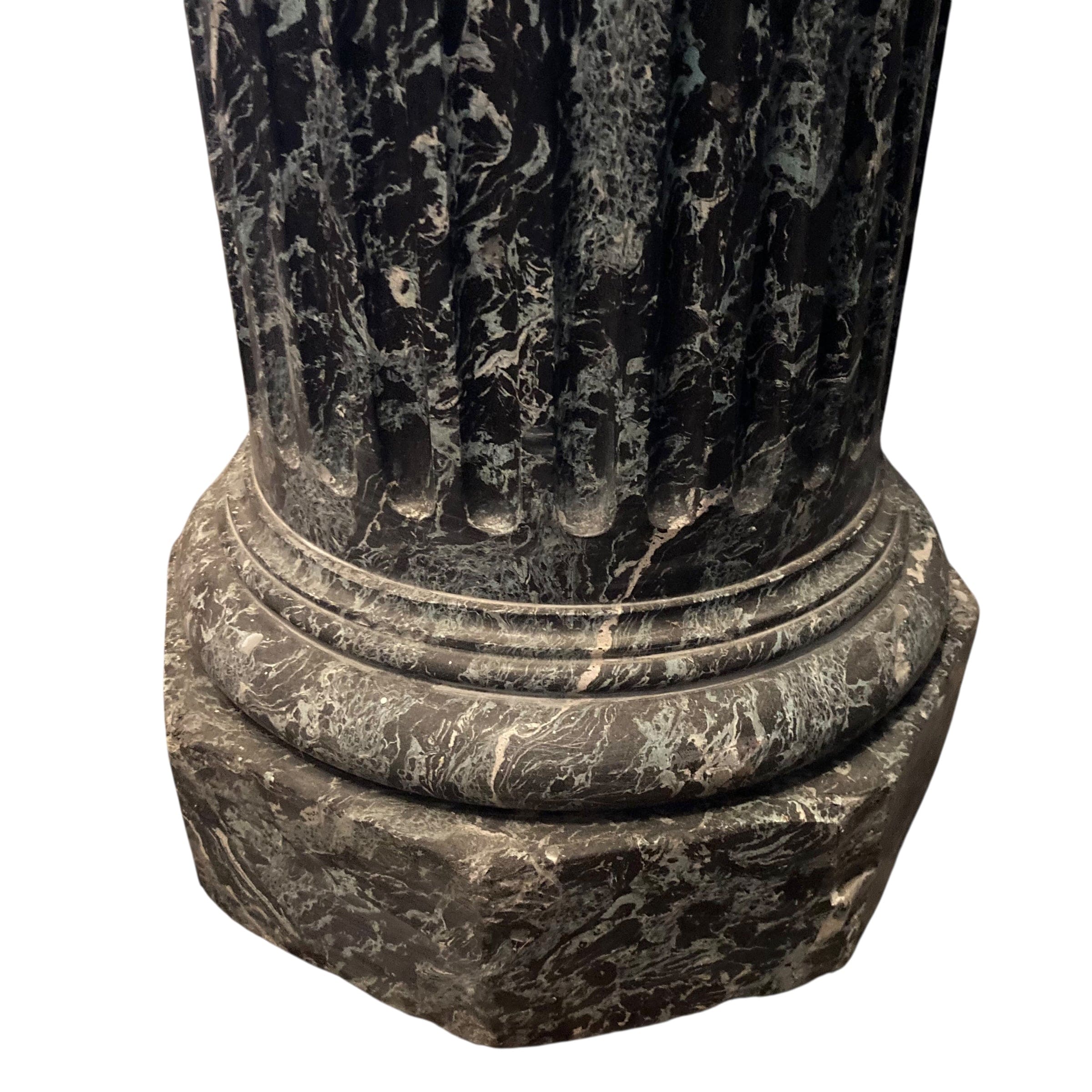 黒と緑の大理石調の柱2本セット | スカリオラ 19世紀